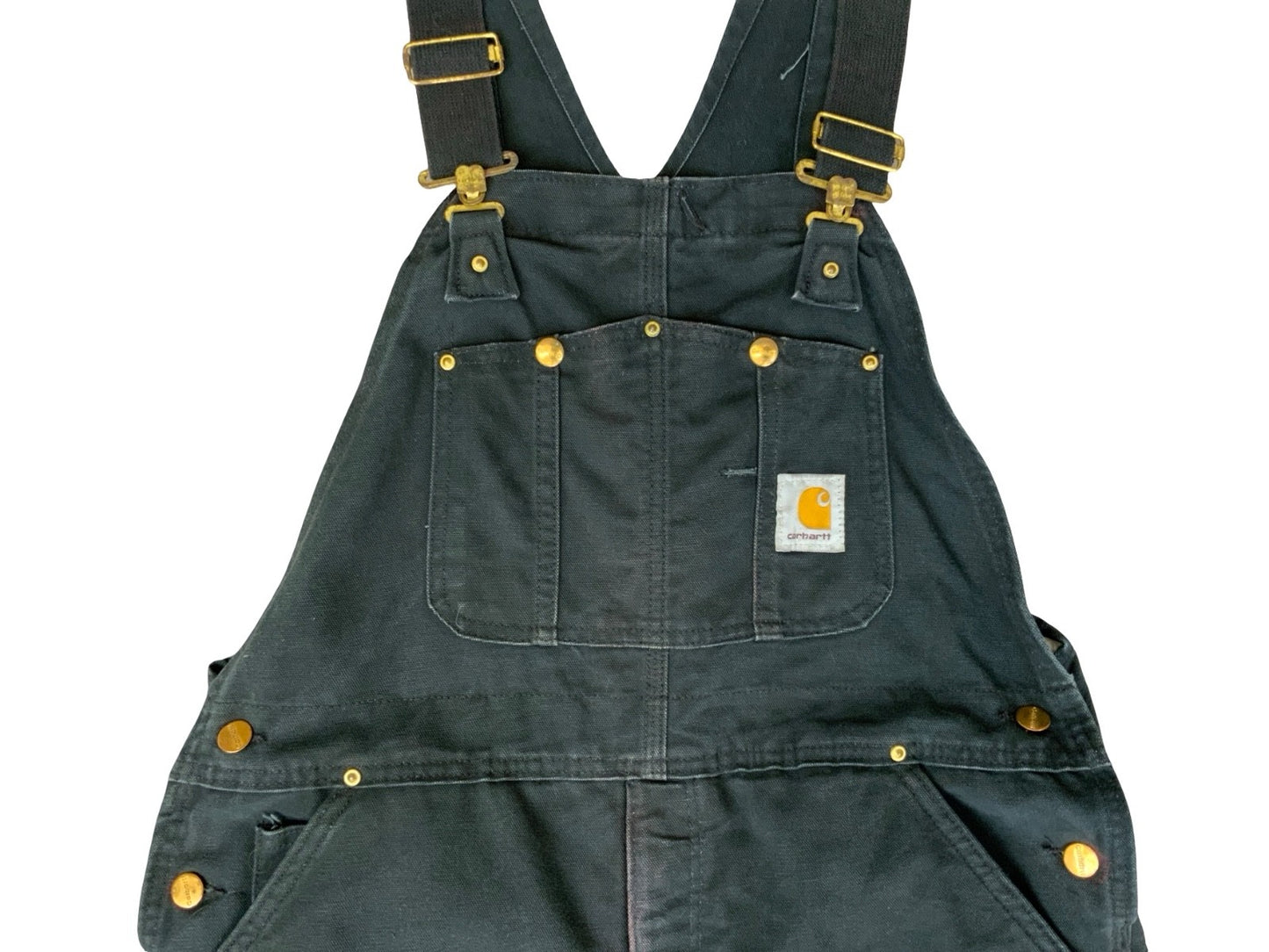 CARHARTT BLACK DUCK CANVAS QUILT LINED DUNGAREES CARPENTER USA WORKWEAR 32W 29L