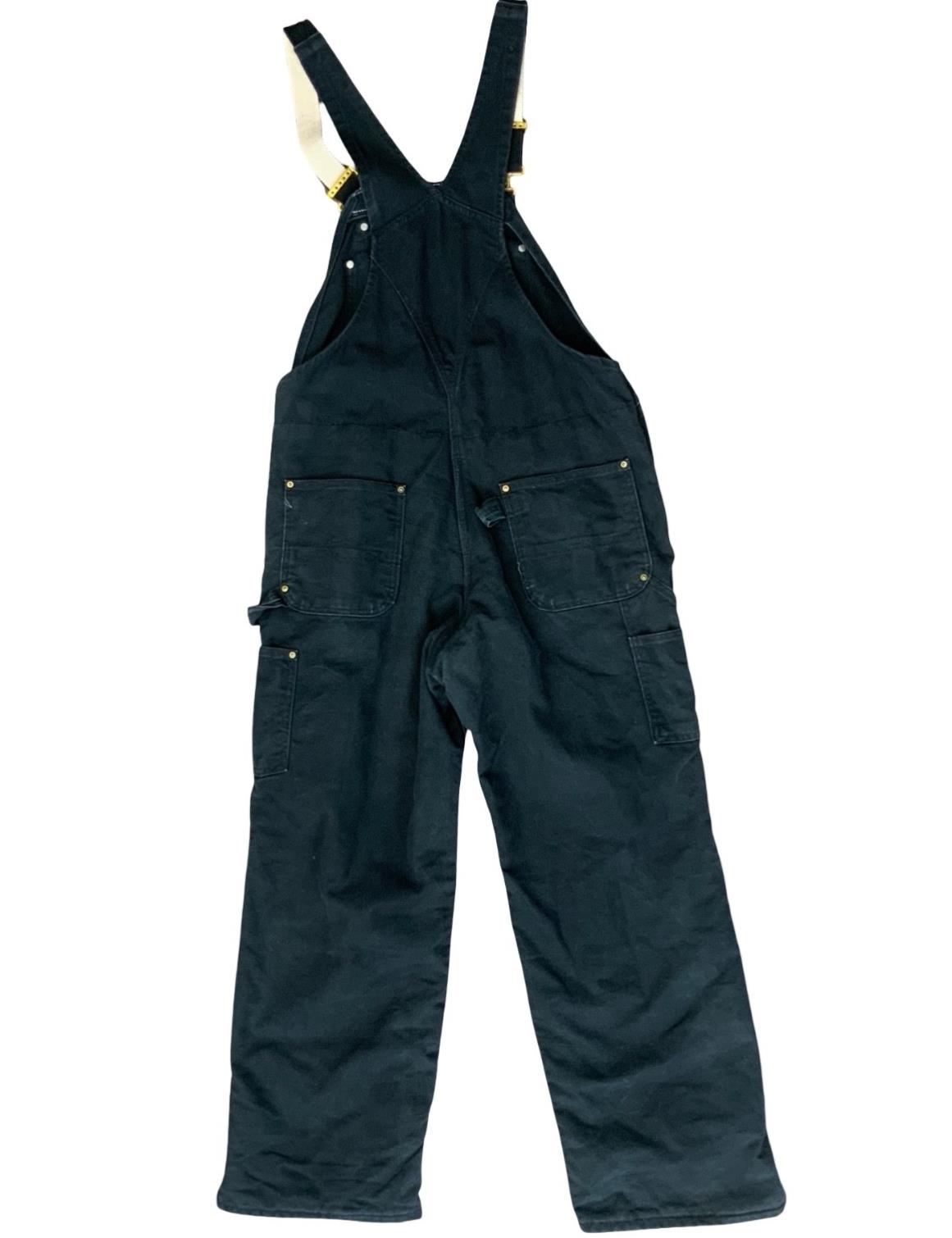 CARHARTT BLACK DUCK CANVAS QUILT LINED DUNGAREES CARPENTER USA WORKWEAR 32W 29L