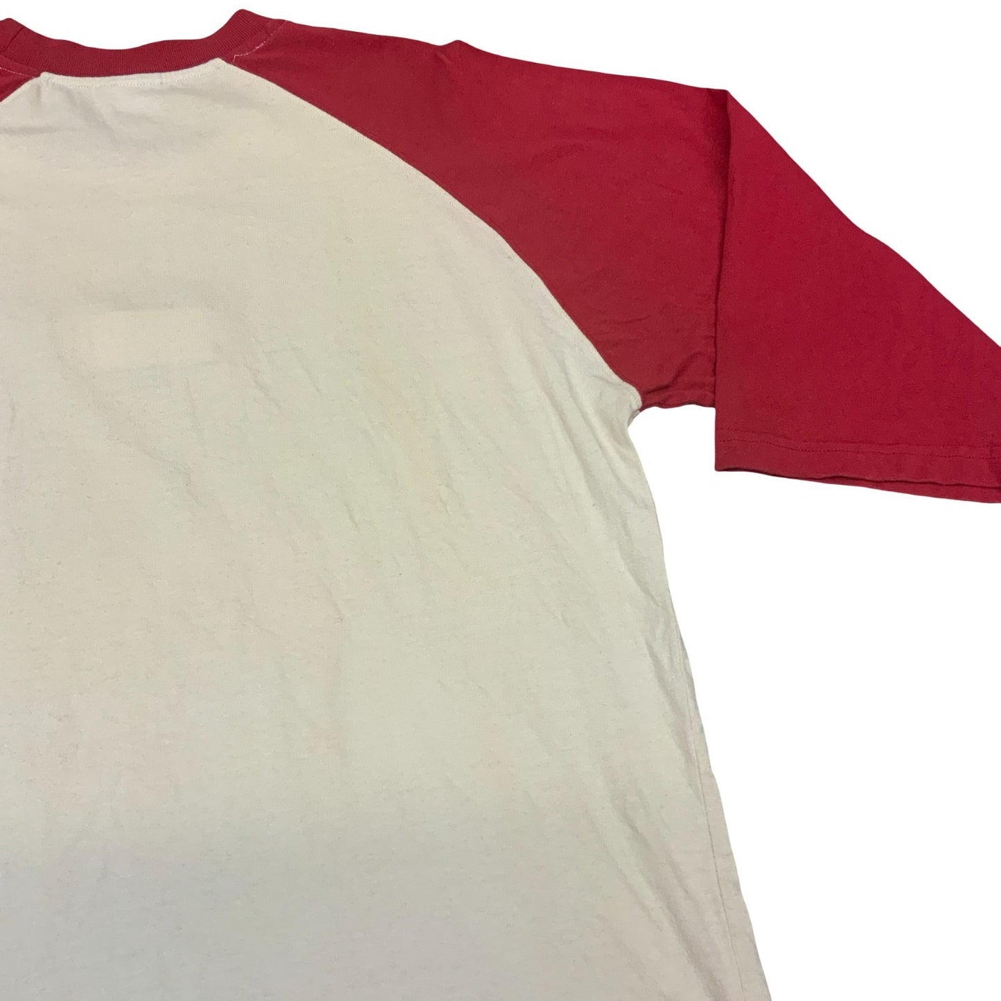 VTG NO FEAR RED WHITE GRAPHIC TEE BASEBALL RAGLAN SKATEBOARDING SURF MEDIUM