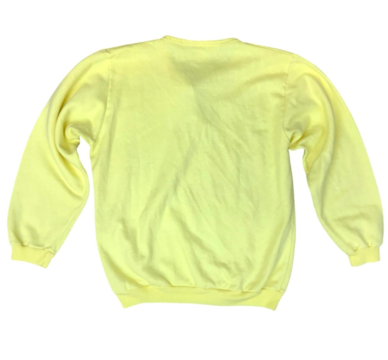 VTG 70s 80s SNOOPY PEANUTS WINTER BOWLING SWEATSHIRT LEMON YELLOW SCHULZ S