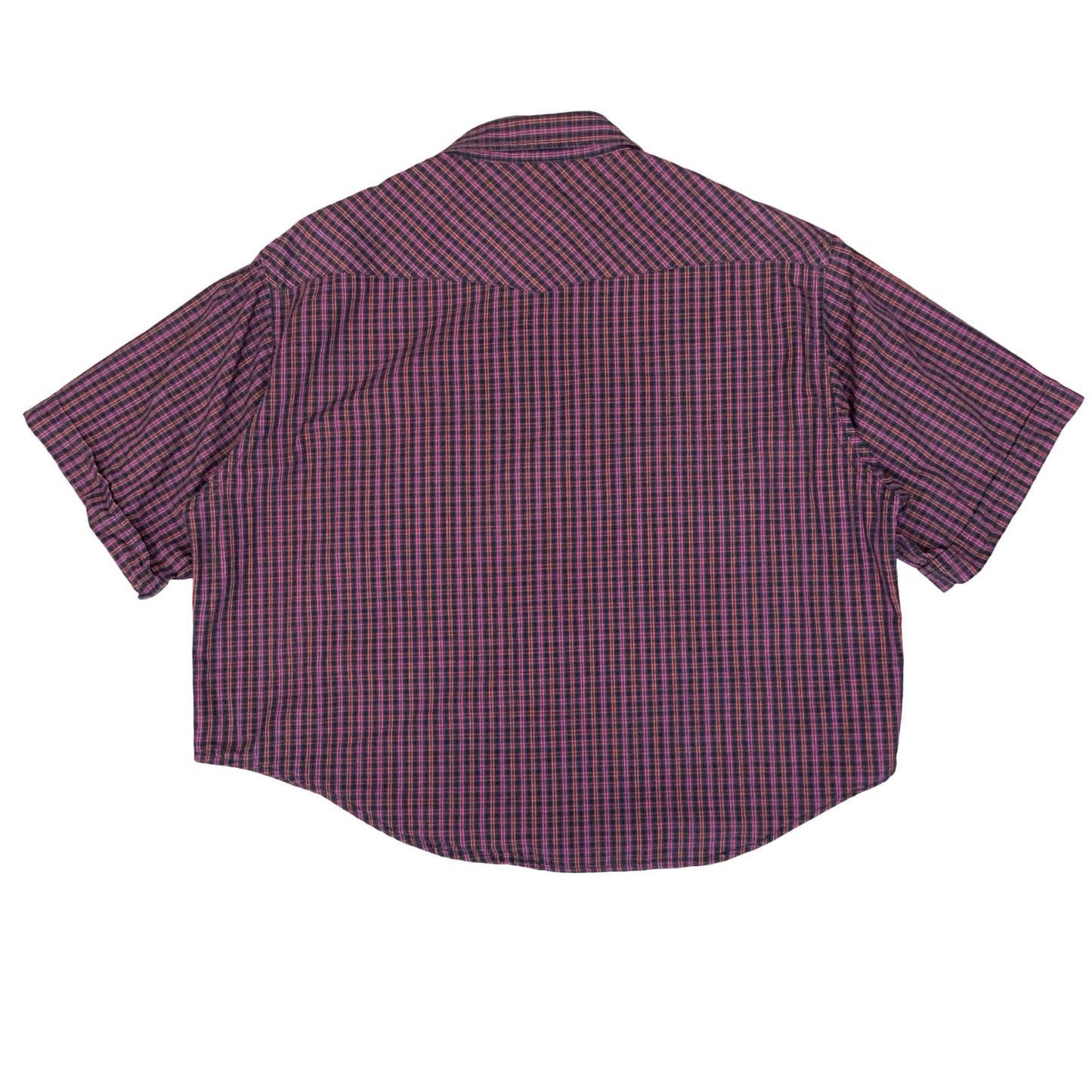 VTG 90s 'LEVI'S' RED BLACK CHECKED SHORT SLEEVED CROPPED WESTERN SHIRT L 16