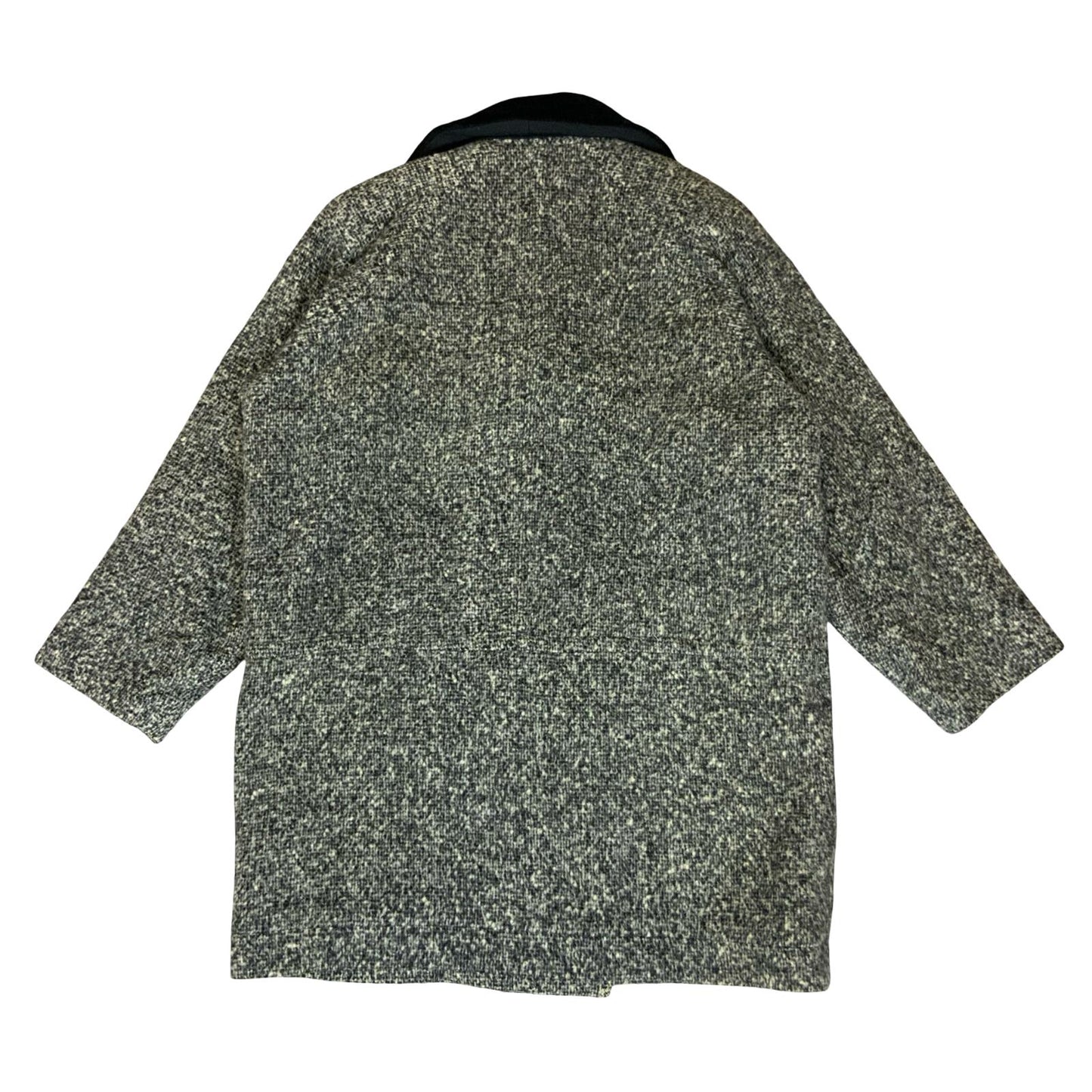 VTG 80s 90s 'GIVENCHY' GREY TWEED WOOL DETACHABLE COLLAR QUILT LINED COAT XXL