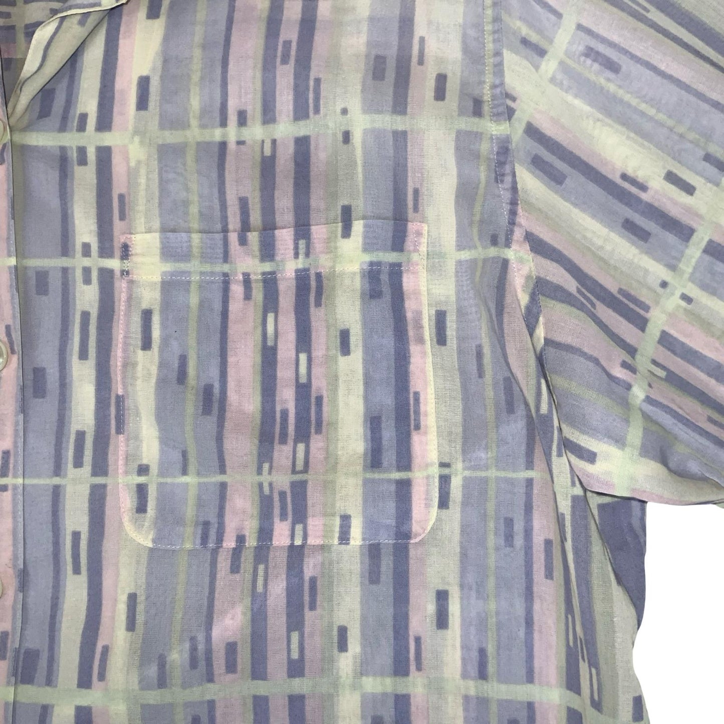 VTG 'LIBERTY' PURPLE WHITE PINK STRIPED GEOMETRIC PATTERN OVERSIZED BLOUSE L 16