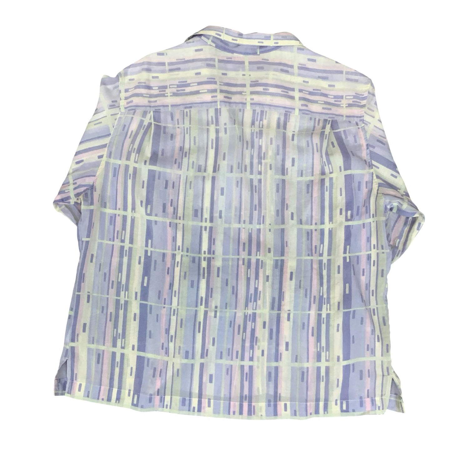 VTG 'LIBERTY' PURPLE WHITE PINK STRIPED GEOMETRIC PATTERN OVERSIZED BLOUSE L 16
