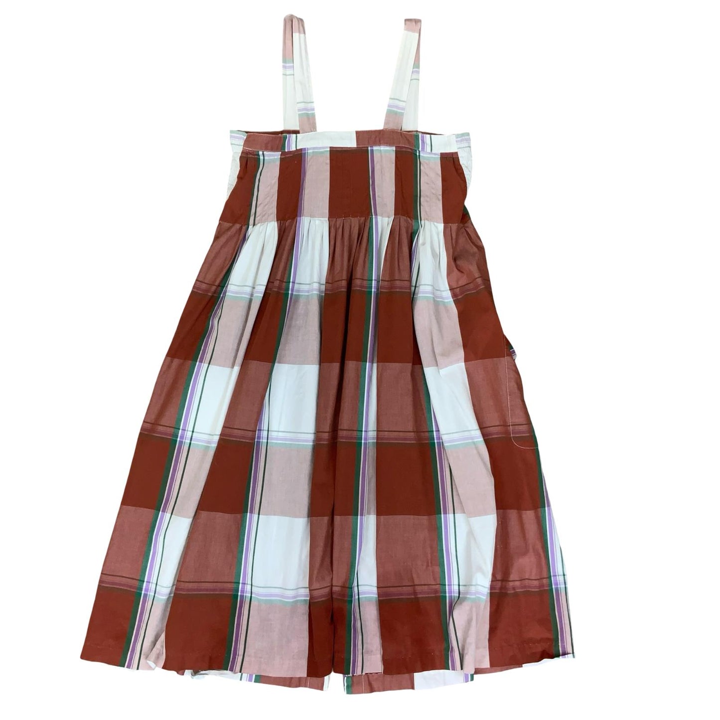 VTG 'CACHAREL' TARTAN RED WHITE PINAFORE STYLE POCKETS ELEGANT SUNDRESS S 8