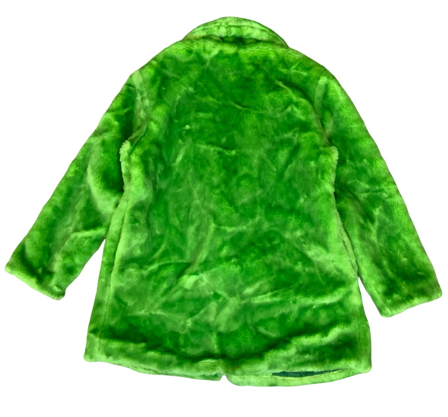 VTG 90s 'UNITED COLORS OF BENETTON' LIME GREEN FAUX FUR LINED STATEMENT JACKET S