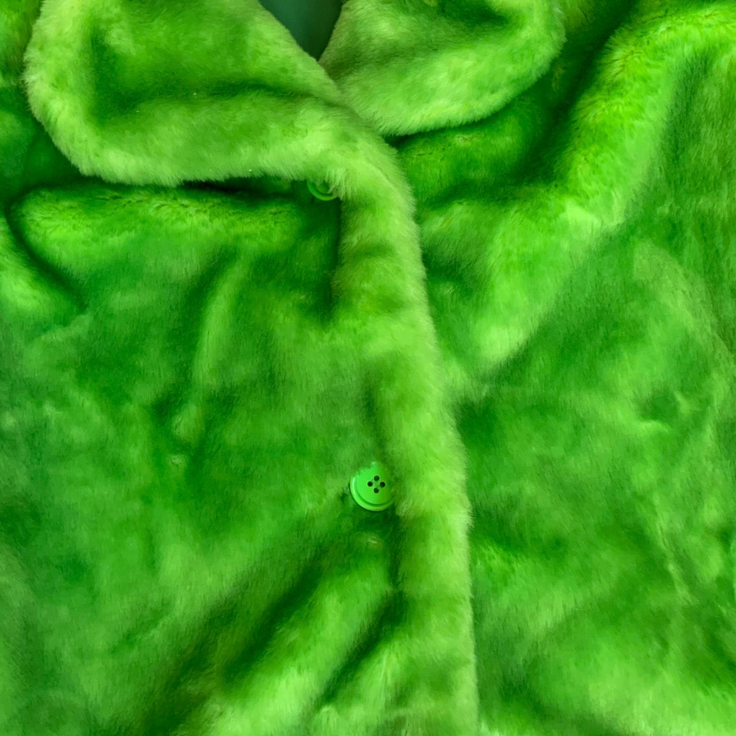 VTG 90s 'UNITED COLORS OF BENETTON' LIME GREEN FAUX FUR LINED STATEMENT JACKET S