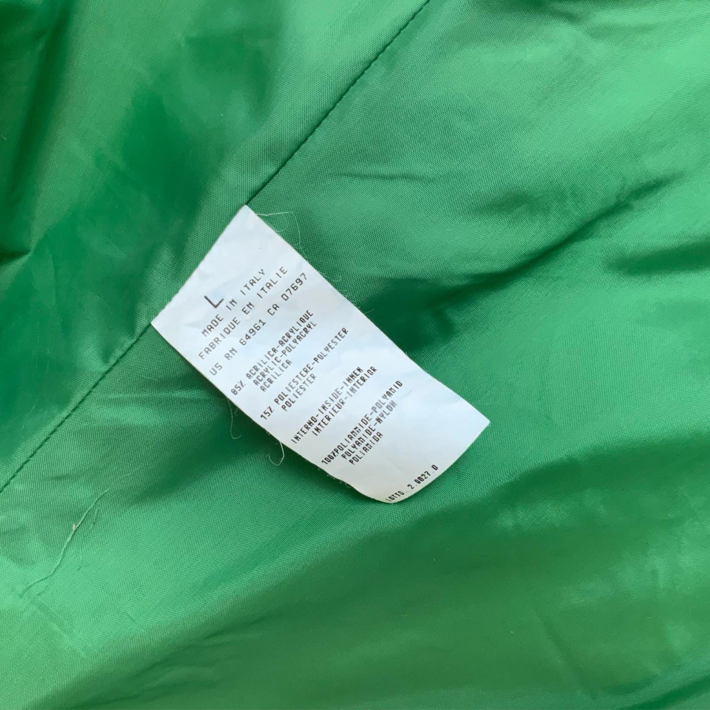 VTG 90s 'UNITED COLORS OF BENETTON' LIME GREEN FAUX FUR LINED STATEMENT JACKET S