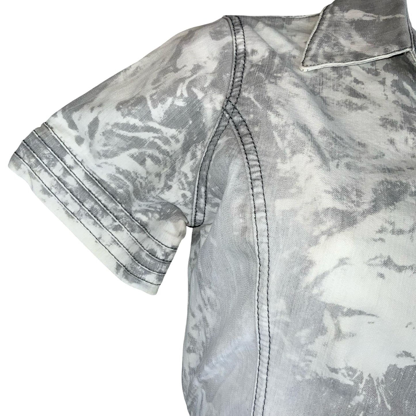 90S Y2K 'DOLCE & GABANNA' CARGO GREY WHITE TIE-DYE GRUNGE MINI DENIM DRESS S 10