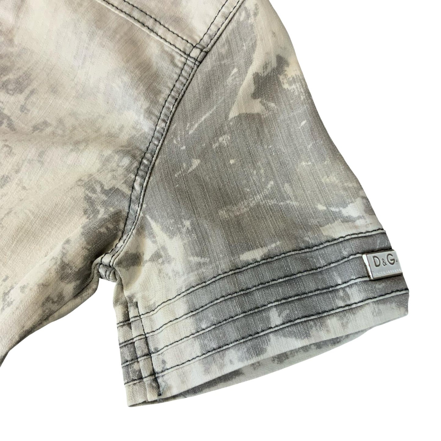 90S Y2K 'DOLCE & GABANNA' CARGO GREY WHITE TIE-DYE GRUNGE MINI DENIM DRESS S 10