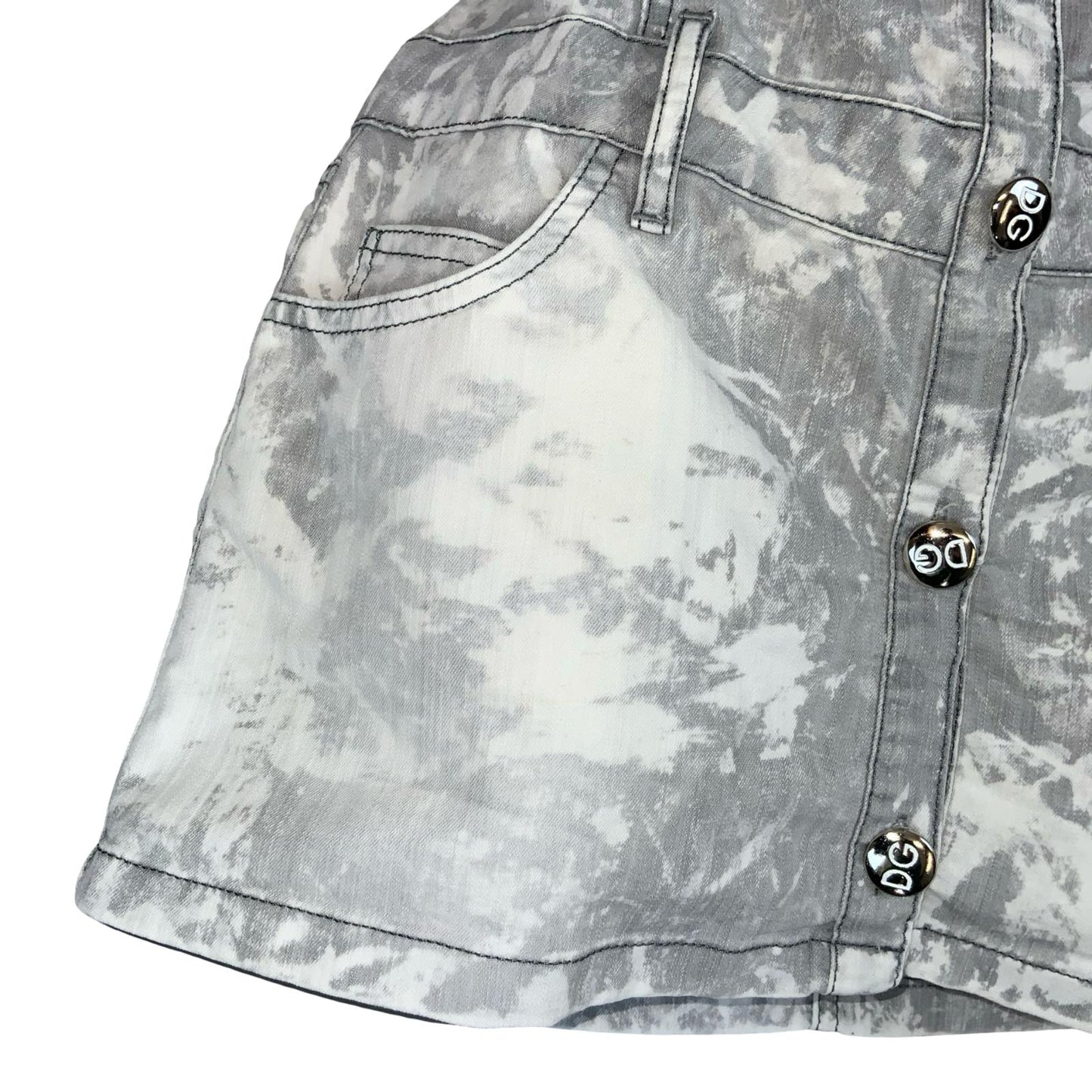90S Y2K 'DOLCE & GABANNA' CARGO GREY WHITE TIE-DYE GRUNGE MINI DENIM DRESS S 10