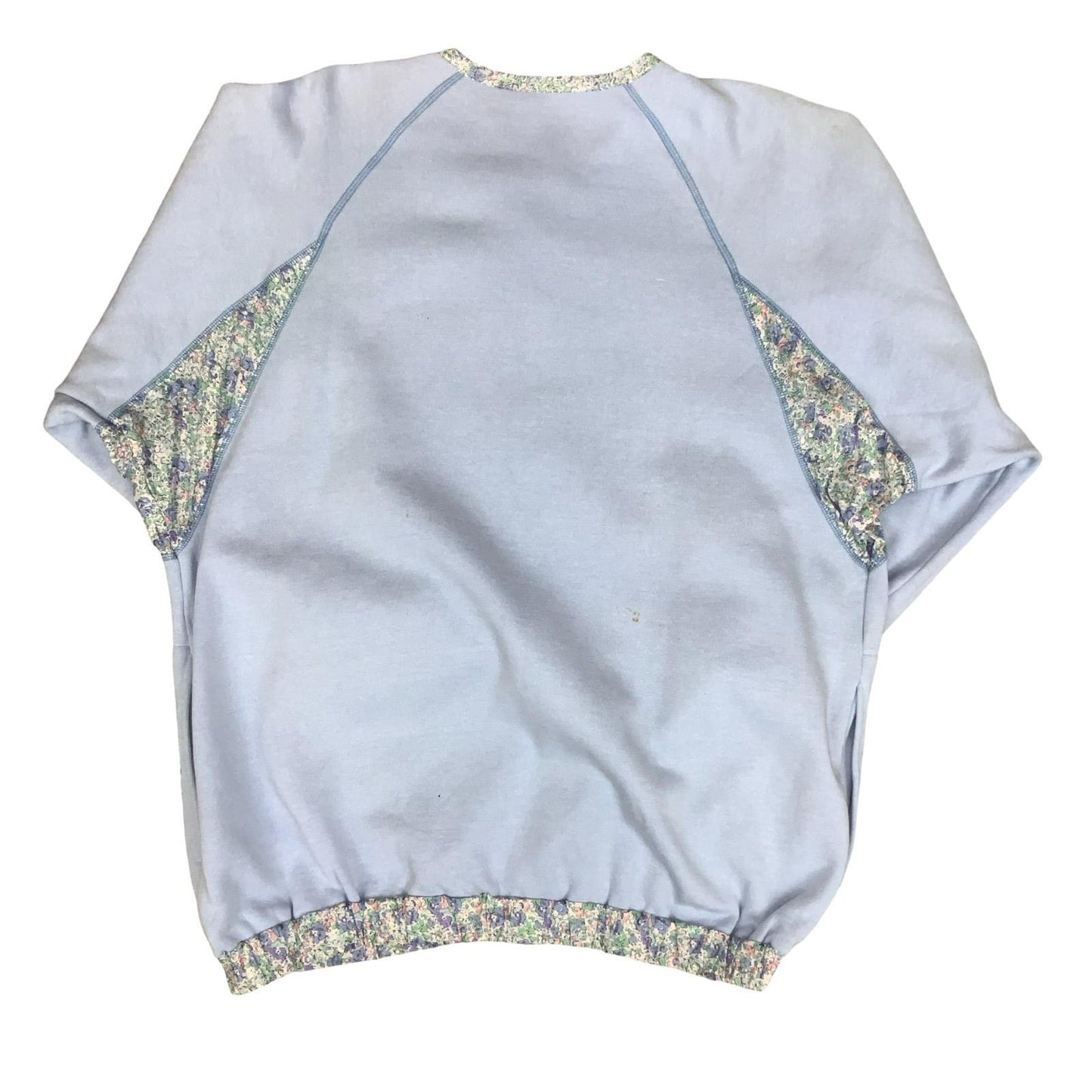 VTG 80s 'CACHAREL' LIGHT BLUE FLORAL CHIC CASUAL PULL-OVER SWEATSHIRT UK 14/ 16