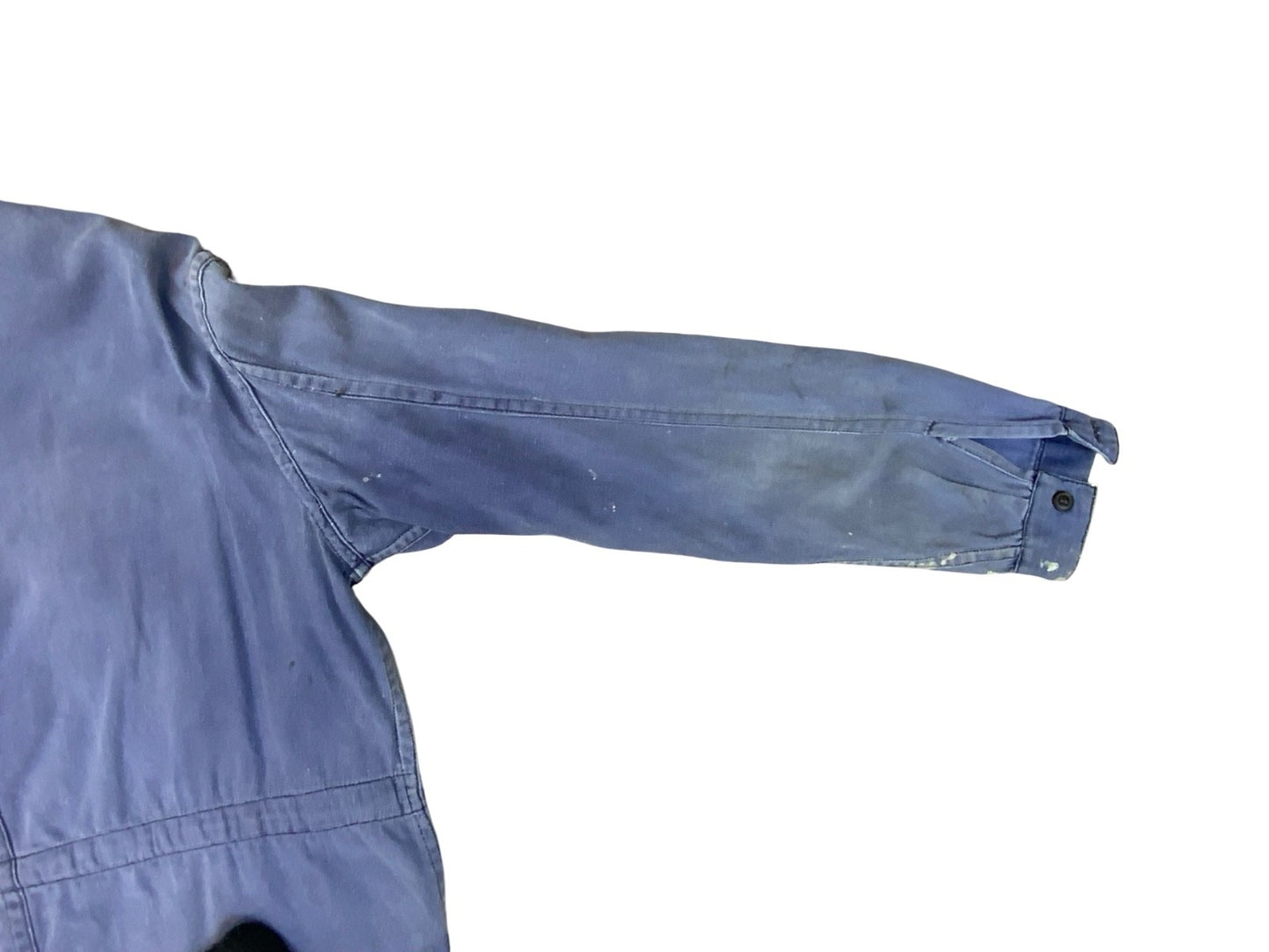 VTG DISTRESSED & FADED EU FRENCH WORKWEAR CHORE JACKET INDIGO TWILL COTTON M