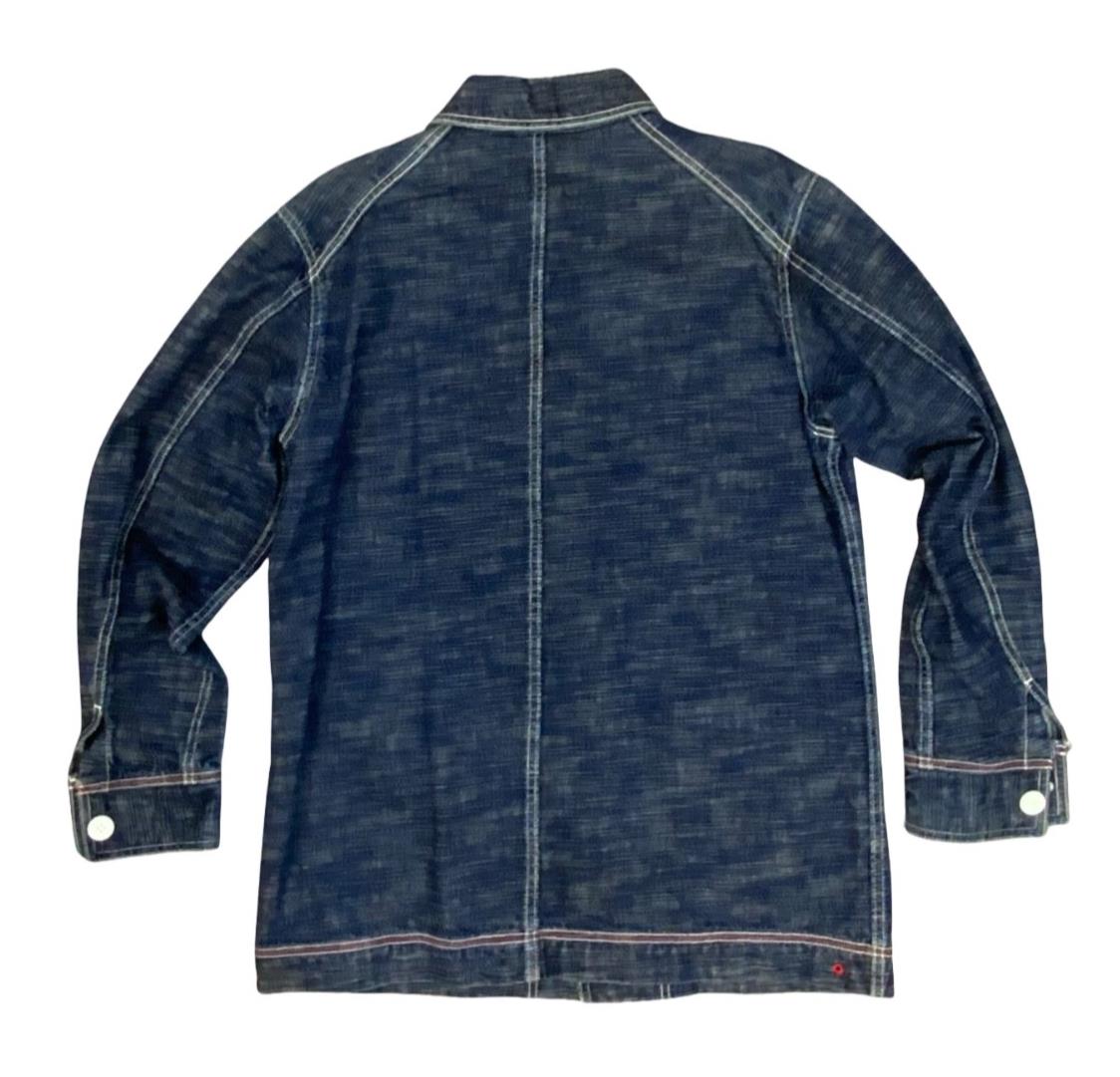 VTG US NAVY STYLE 'AIGLE' SHAWL COLLAR INDIGO DENIM CHORE JACKET ROCKABILLY M