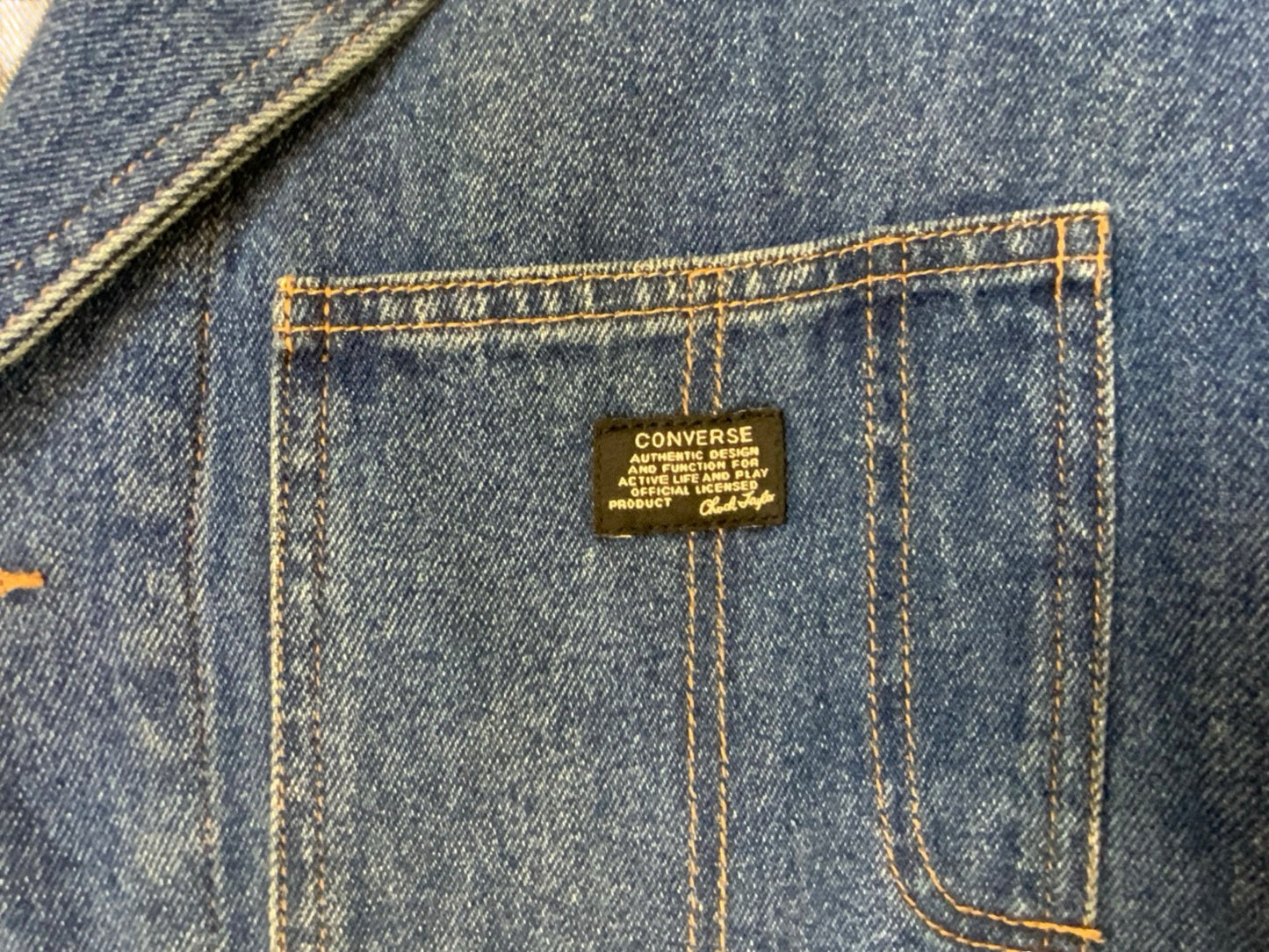 VTG 3/4 SLEEVE 'CONVERSE' ALL STARS DENIM CHORE JACKET AMAZING SUN FADES 2XL