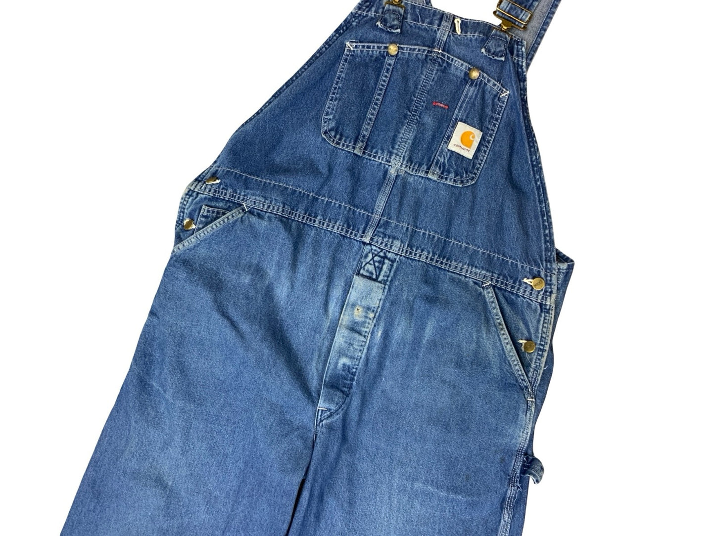 VTG CARHARTT DENIM DUNGAREES CARPENTER USA WORKWEAR ROCKABILLY HILLBILLY 38W 30L
