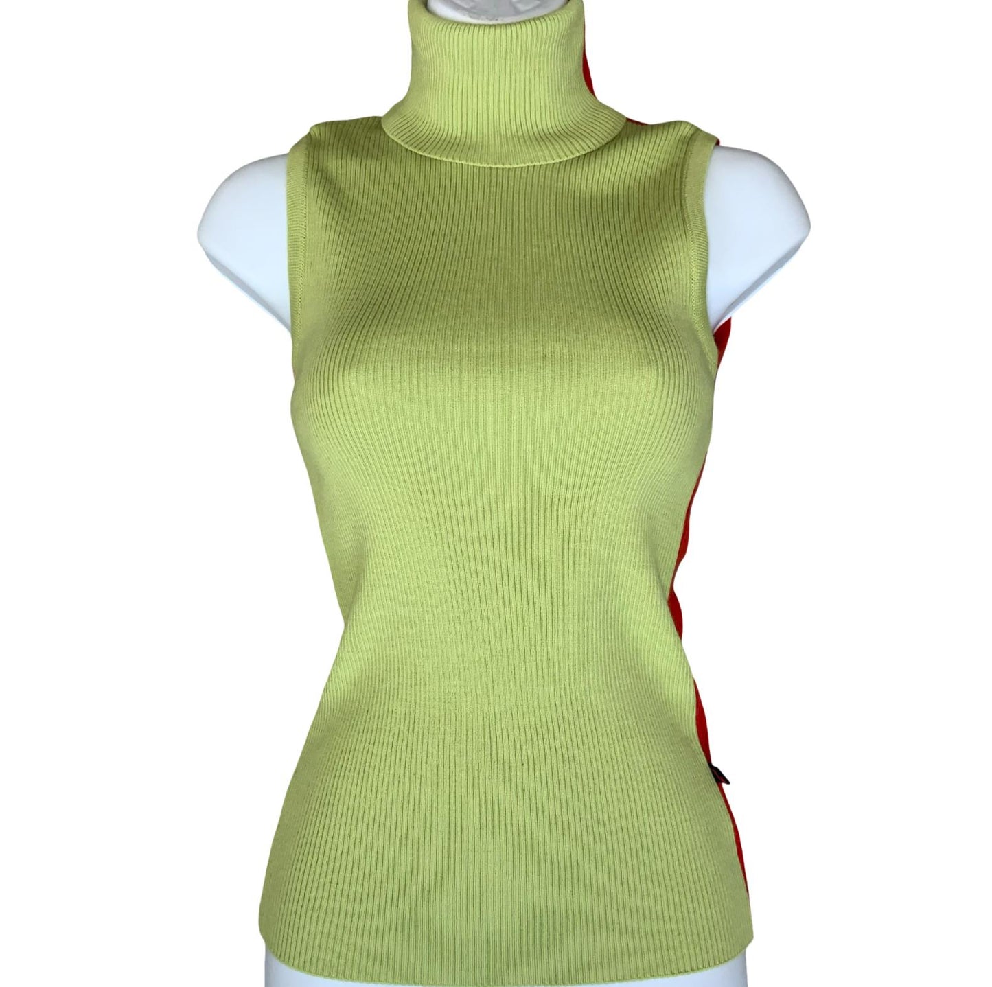 VTG y2k 'DOLCE & GABBANA' D&G RED GREEN TURTLE NECK KNITTED SLEEVELESS TOP SMALL
