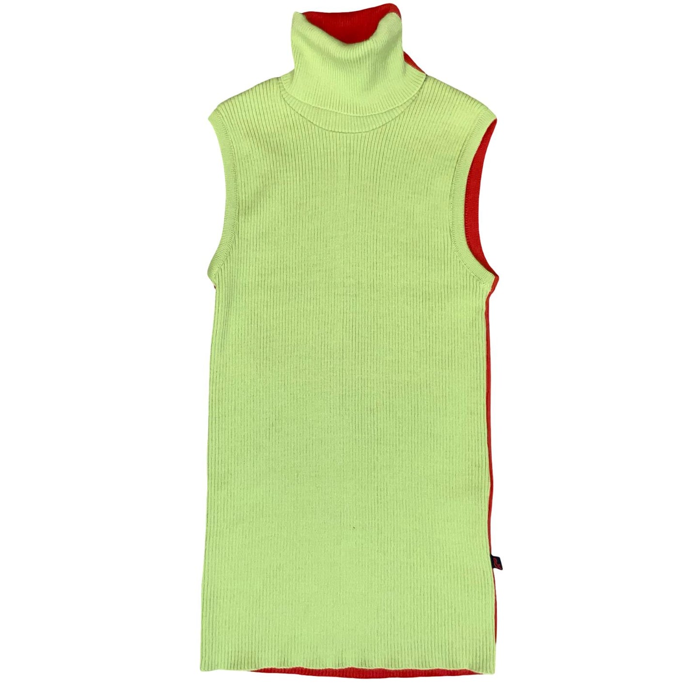 VTG y2k 'DOLCE & GABBANA' D&G RED GREEN TURTLE NECK KNITTED SLEEVELESS TOP SMALL