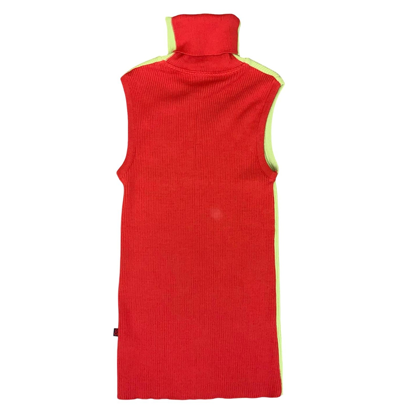 VTG y2k 'DOLCE & GABBANA' D&G RED GREEN TURTLE NECK KNITTED SLEEVELESS TOP SMALL