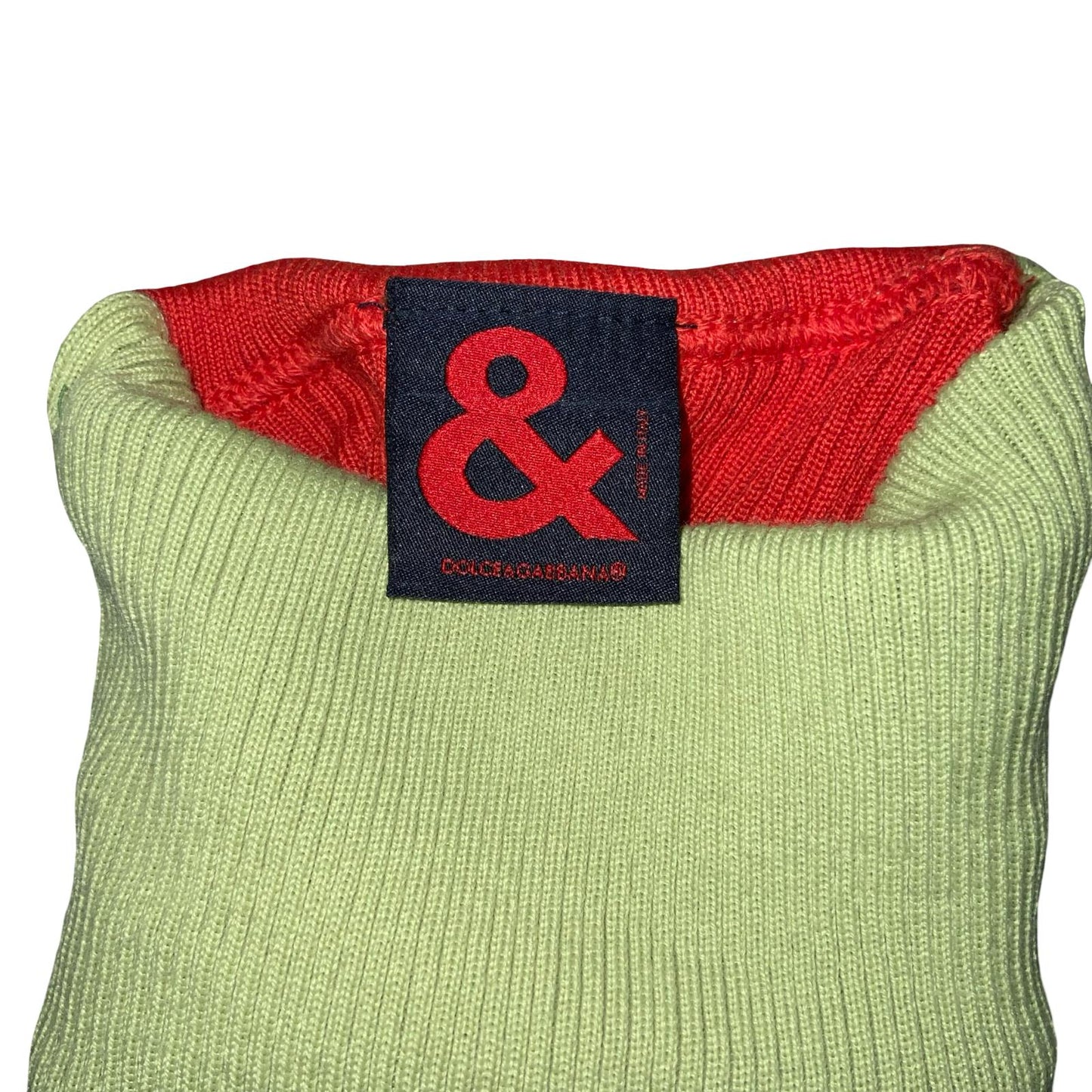 VTG y2k 'DOLCE & GABBANA' D&G RED GREEN TURTLE NECK KNITTED SLEEVELESS TOP SMALL