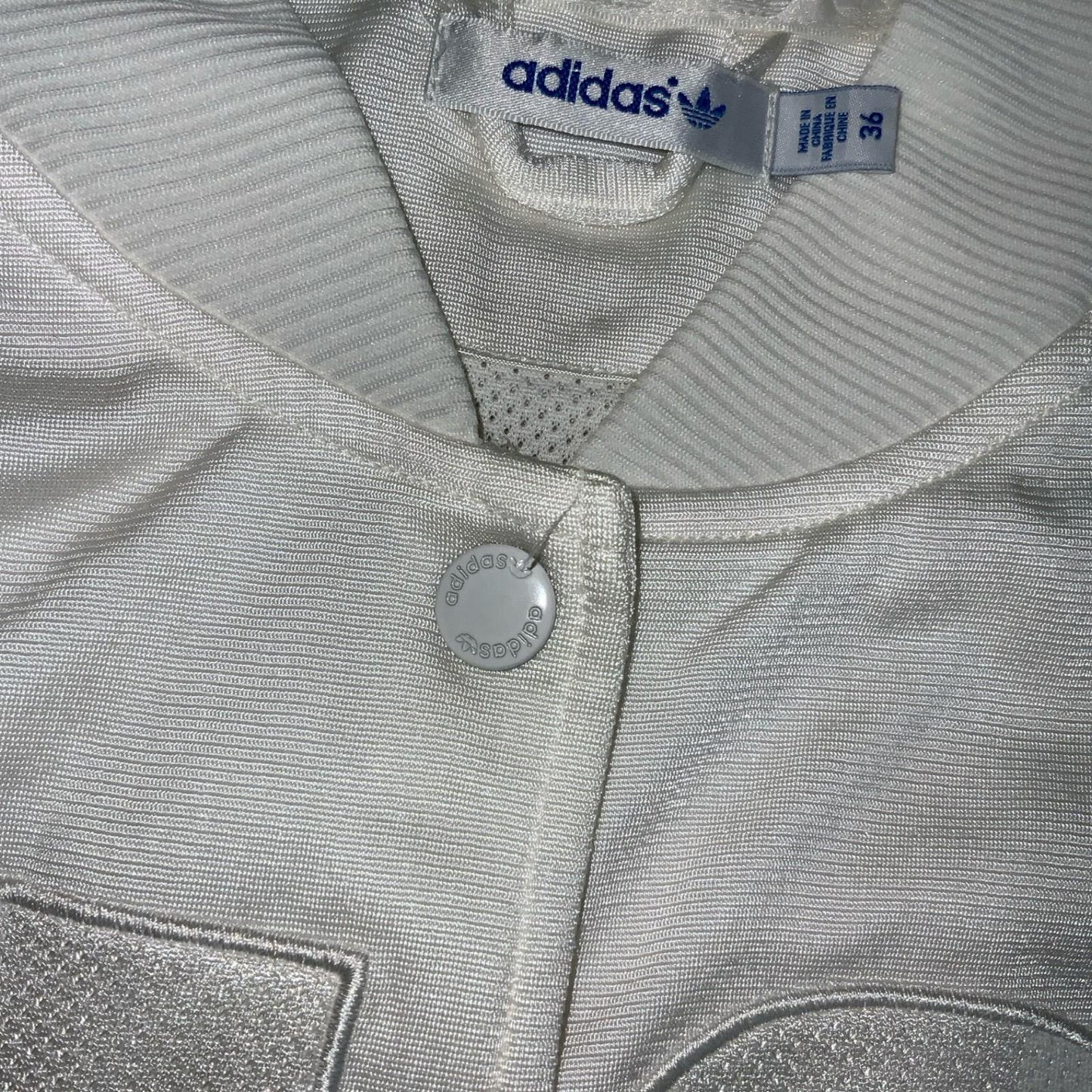 VTG 'ADIDAS' WHITE '1949' EMBOSSED SNAP BUTTON WOMENS BOMBER TRACK JACKET M 12
