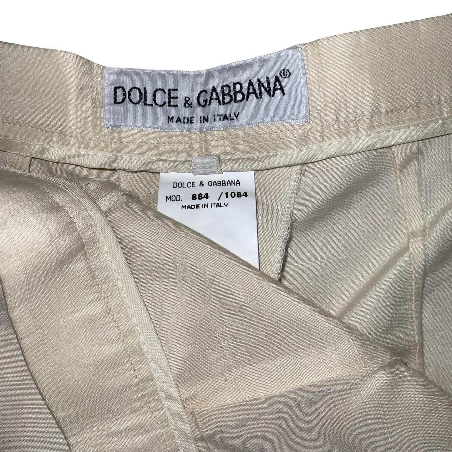 VTG 90s 'DOLCE & GABBANA' OFF-WHITE LUXURY ITALIAN COTTON SILK 3/4 TROUSERS XS