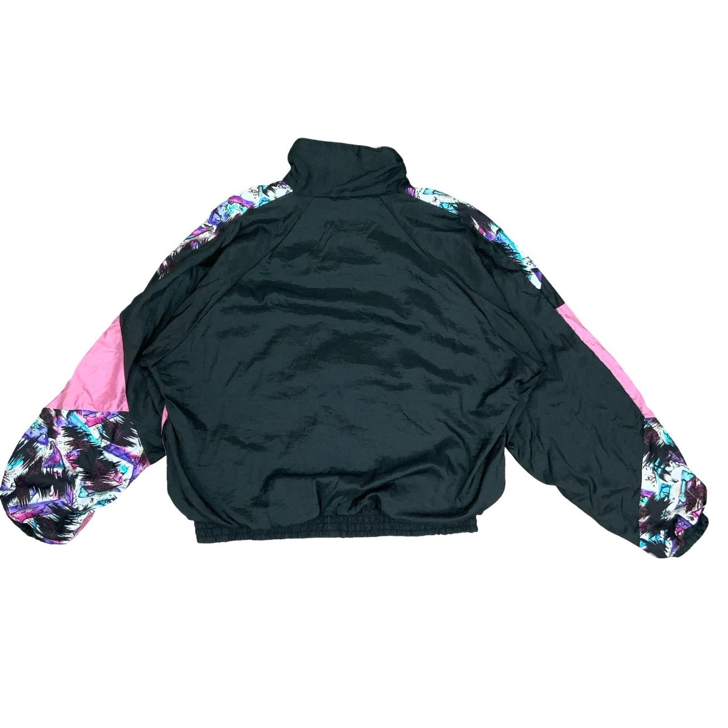 80s 'WESTSIDE CONNECTION' PINK BLACK GEOMETRIC ATHLETIC SHELL JACKET XL