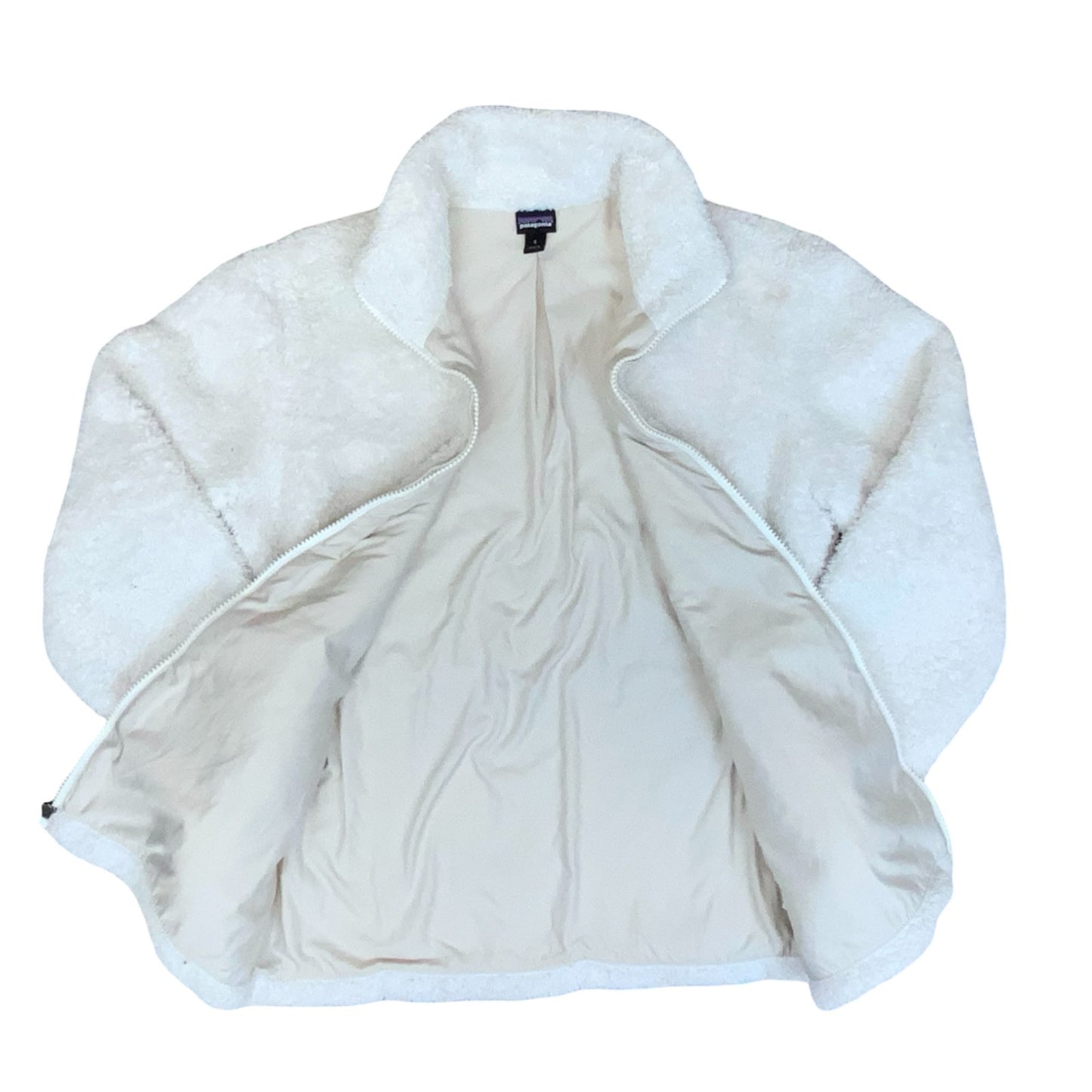 VTG 90s 'PATAGONIA' WHITE TEDDY FLEECE ZIP-UP FULLY LINED HIKING JACKET S 8/10