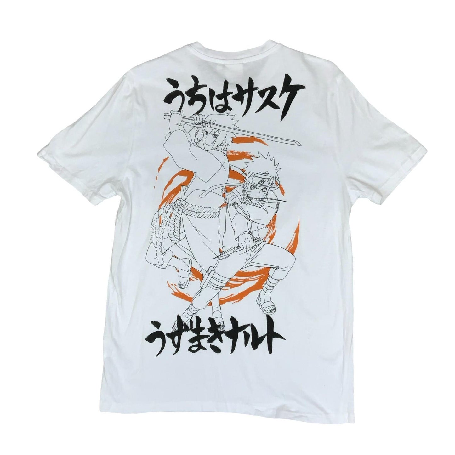 'NARUTO SHIPPUDEN' WHITE ORANGE GRAPHIC MANGA ANIME SHORT SLEEVED T-SHIRT M