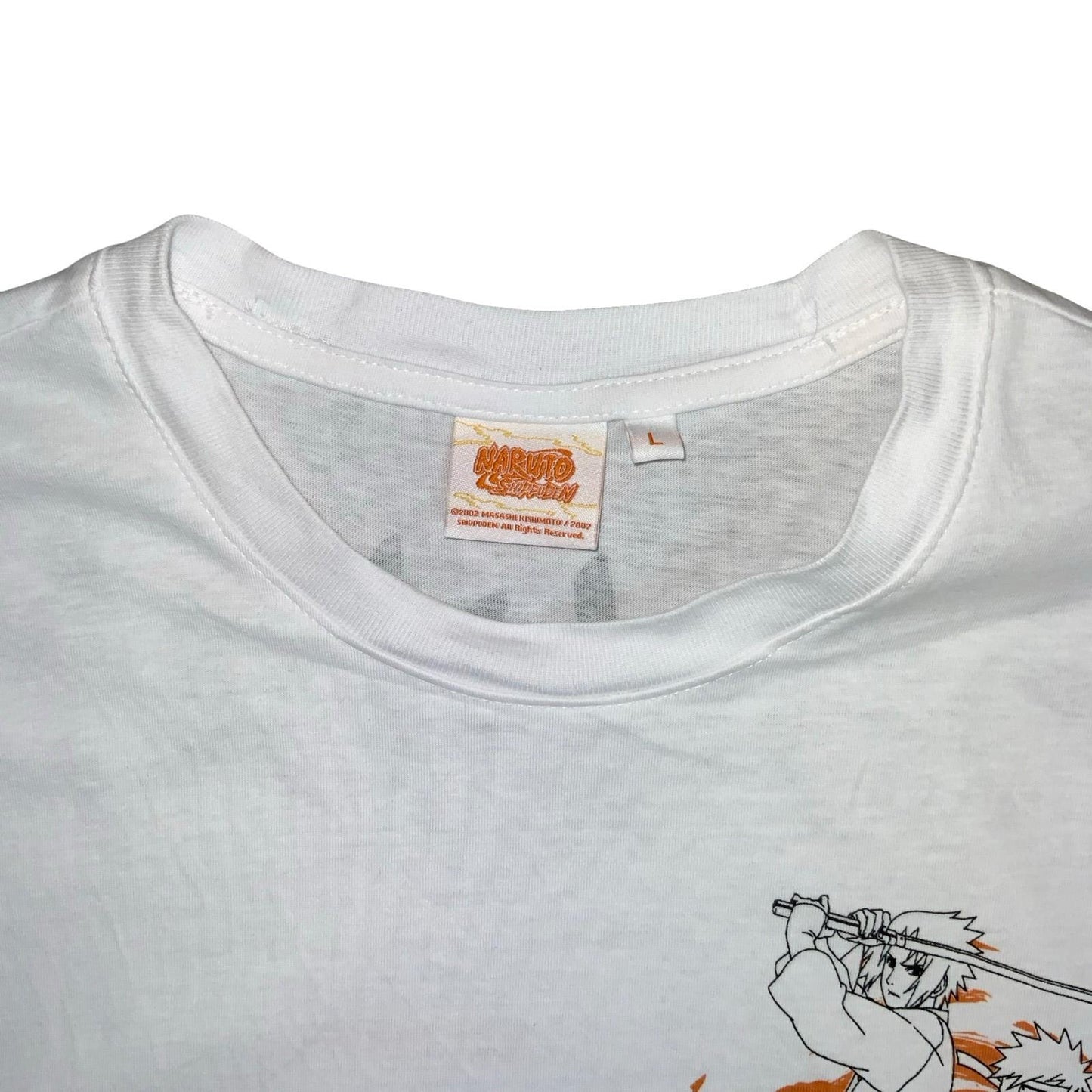 'NARUTO SHIPPUDEN' WHITE ORANGE GRAPHIC MANGA ANIME SHORT SLEEVED T-SHIRT M