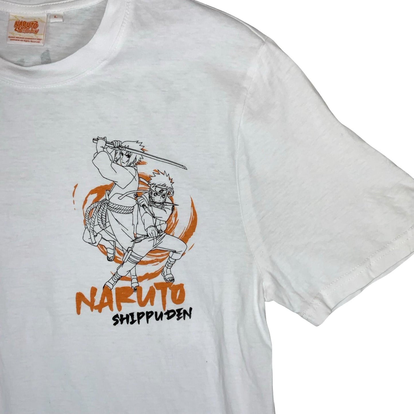 'NARUTO SHIPPUDEN' WHITE ORANGE GRAPHIC MANGA ANIME SHORT SLEEVED T-SHIRT M
