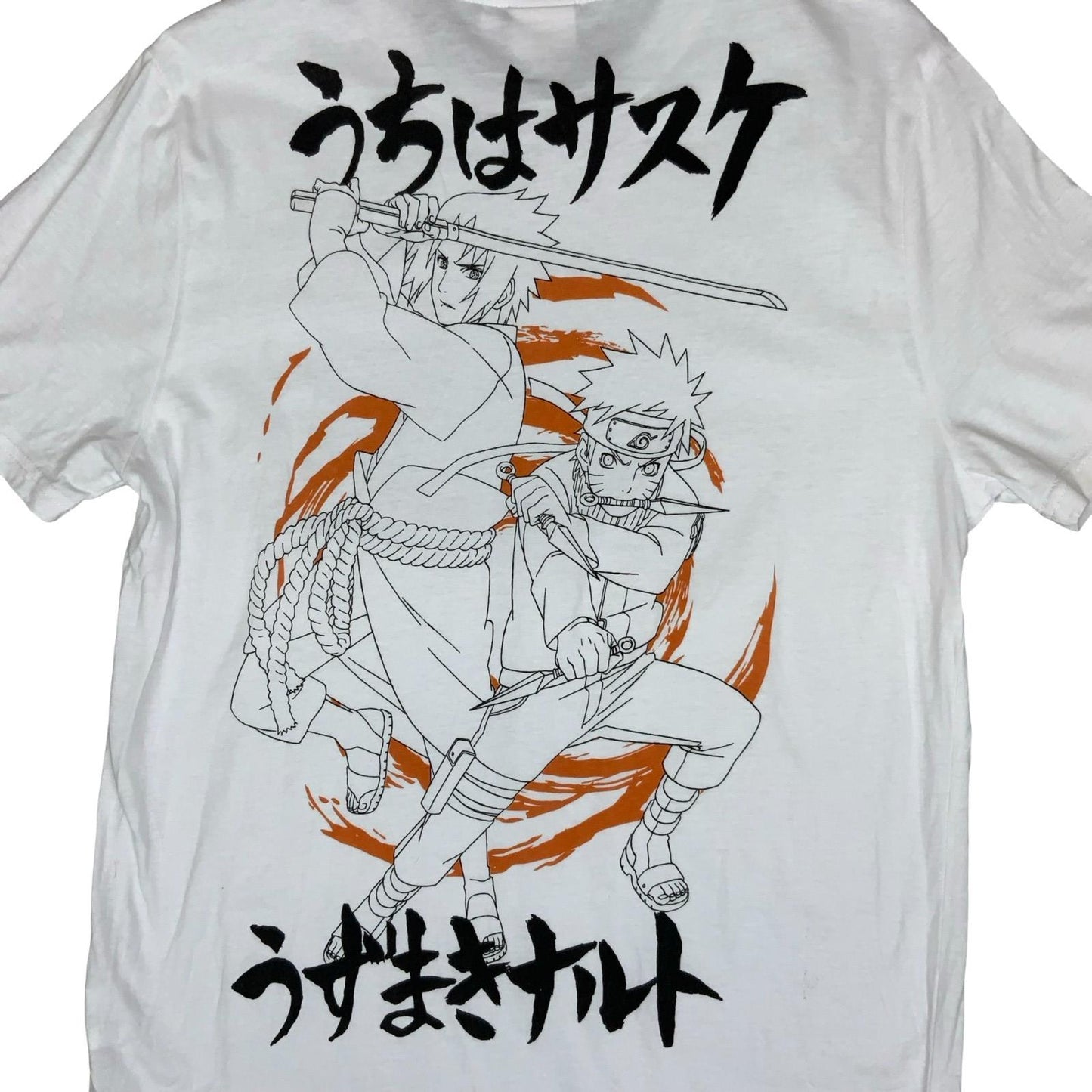 'NARUTO SHIPPUDEN' WHITE ORANGE GRAPHIC MANGA ANIME SHORT SLEEVED T-SHIRT M