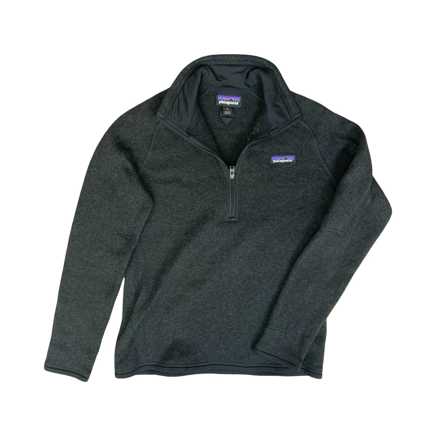 VTG 90s 00s PATAGONIA BLACK 1/4 ZIP HIKING THERMAL WINTER FLEECE PULLOVER SMALL
