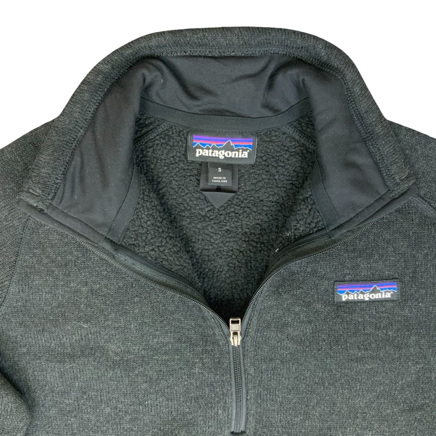VTG 90s 00s PATAGONIA BLACK 1/4 ZIP HIKING THERMAL WINTER FLEECE PULLOVER SMALL