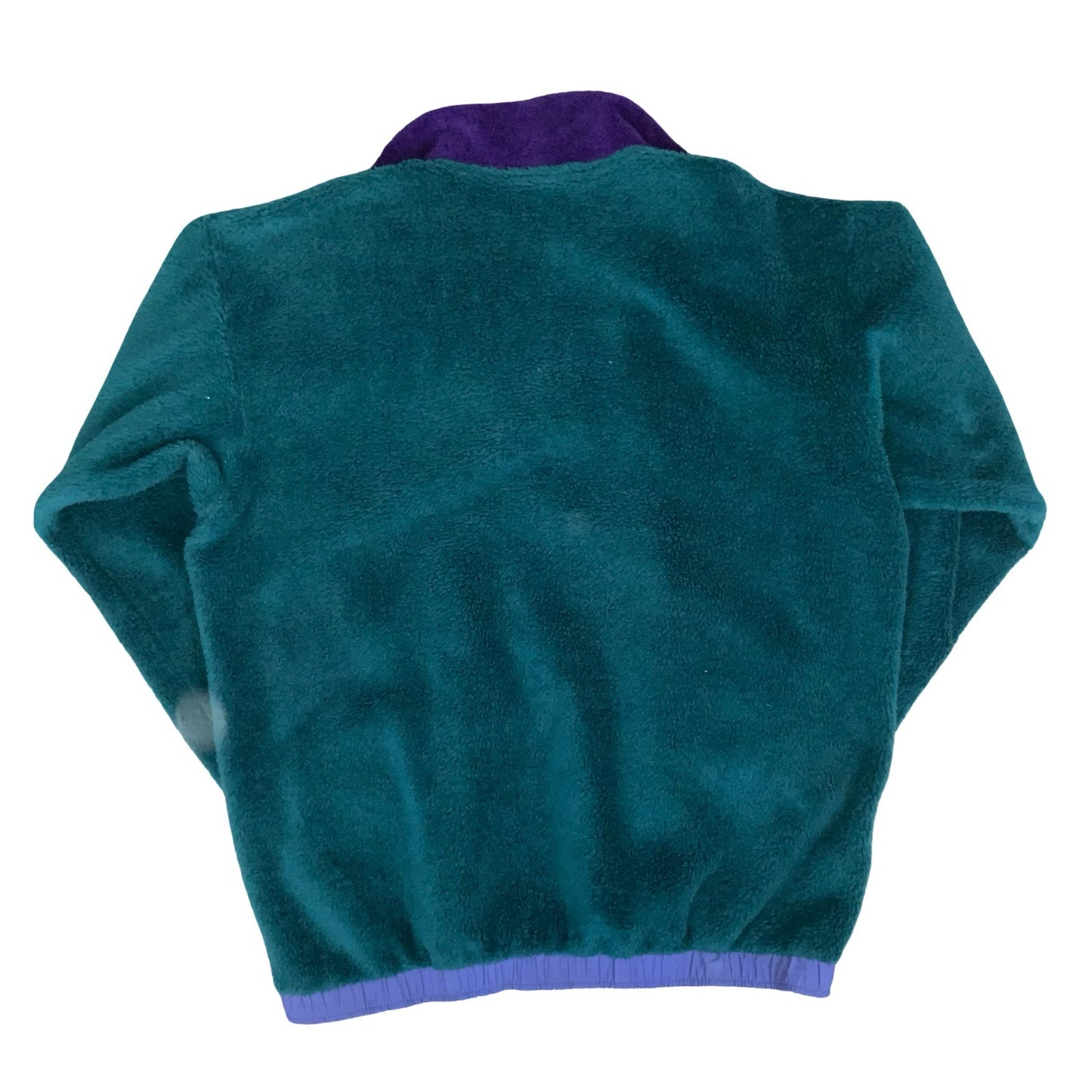 VTG 80s 90s 'HELLY HANSEN' GREEN PURPLE PULL-OVER CASUAL TEDDY FLEECE XL