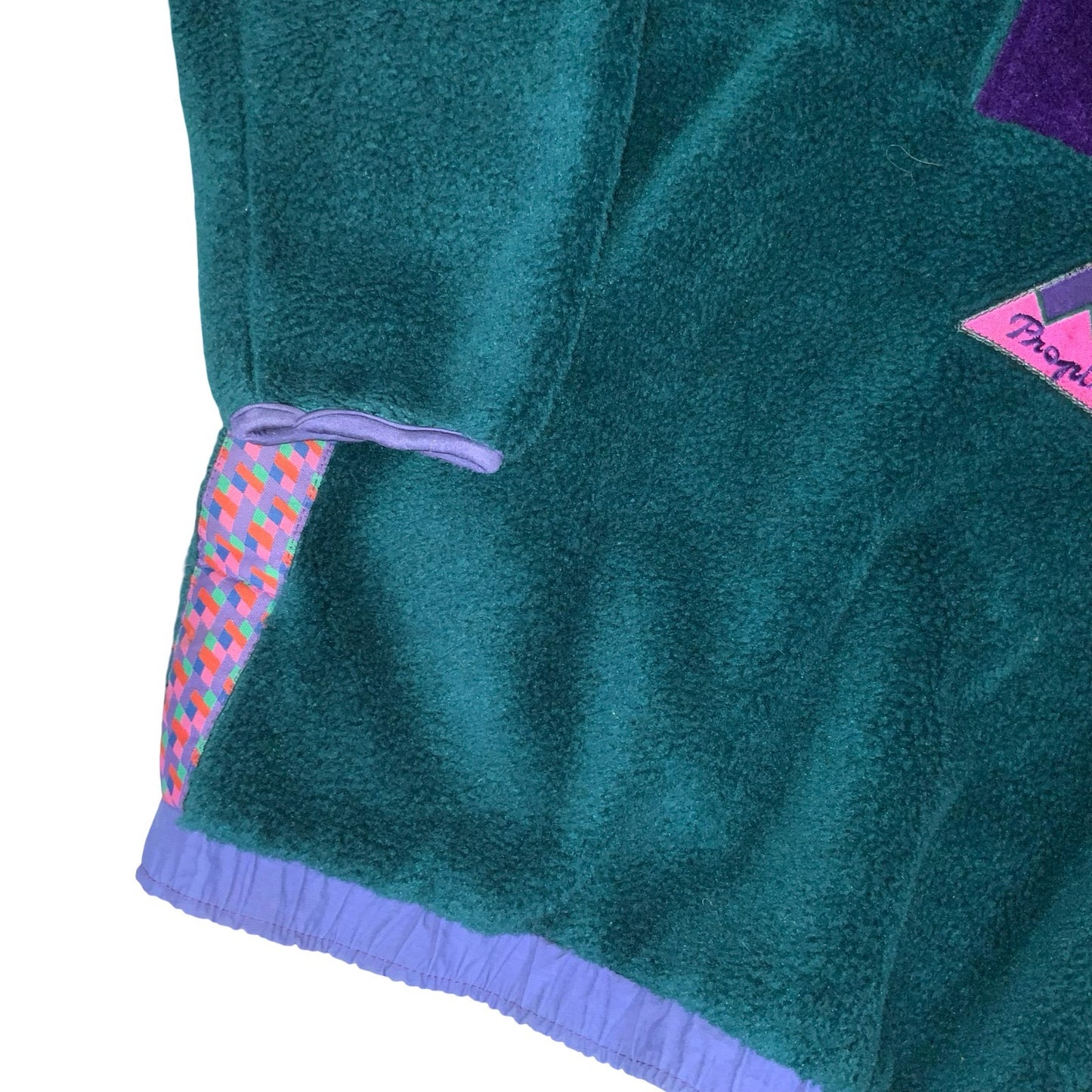 VTG 80s 90s 'HELLY HANSEN' GREEN PURPLE PULL-OVER CASUAL TEDDY FLEECE XL