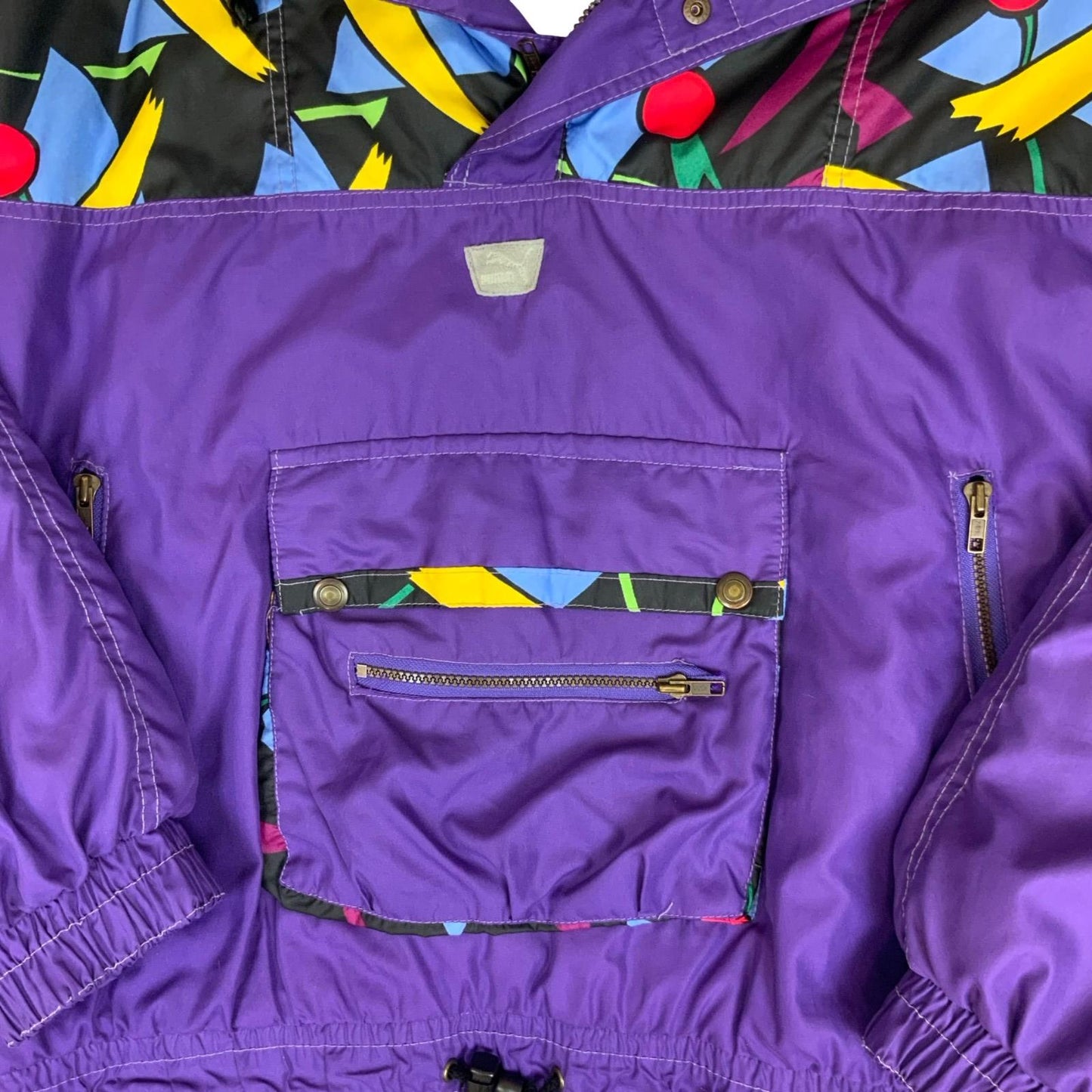 VTG 90s 'PUMA' FASHION PURPLE GEOMETRIC PULLOVER PADDED SHELL WINDBREAKER 2XL