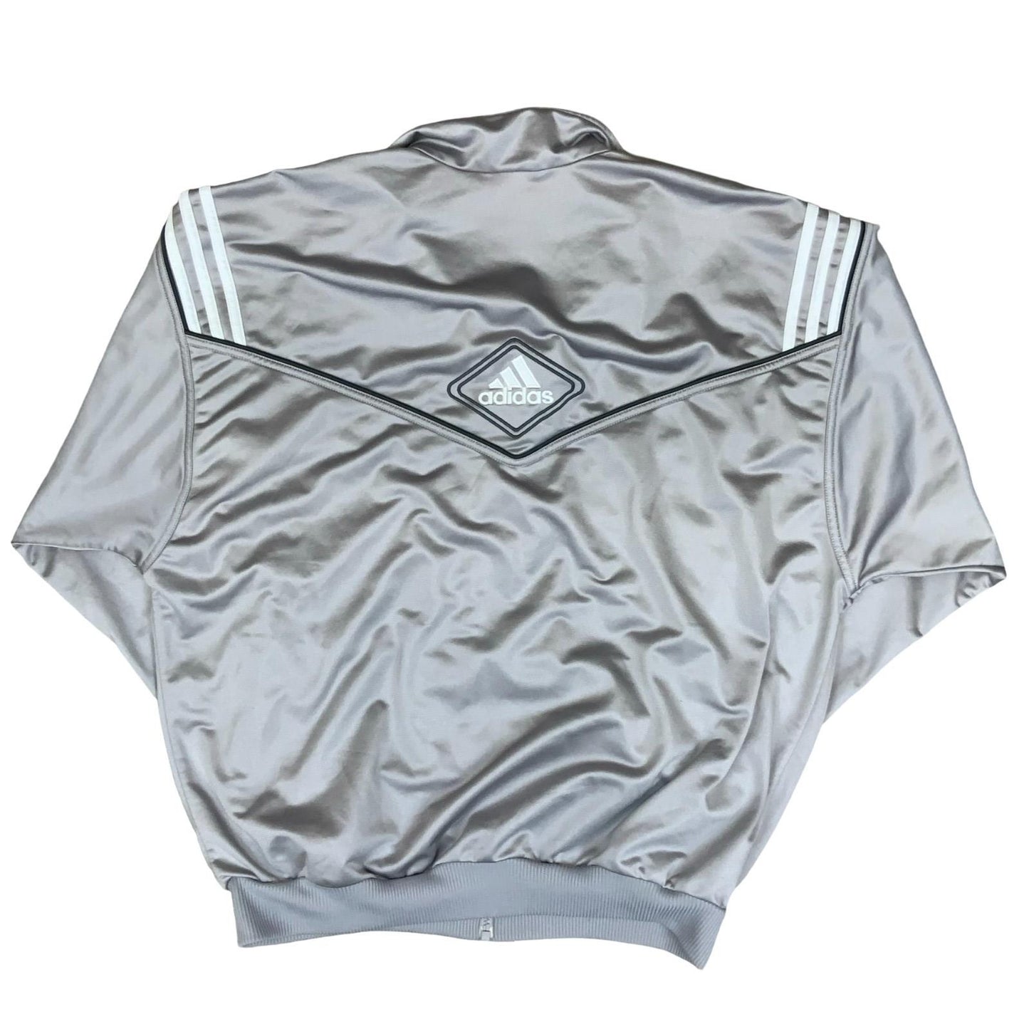 VTG 90s RETRO 'ADIDAS' SILVER GREY CASUAL FULL ZIP WARM-UP TRACK JACKET LARGE