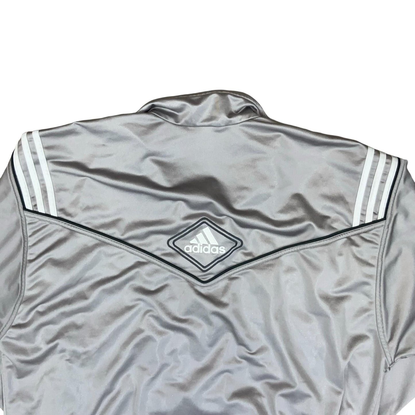 VTG 90s RETRO 'ADIDAS' SILVER GREY CASUAL FULL ZIP WARM-UP TRACK JACKET LARGE