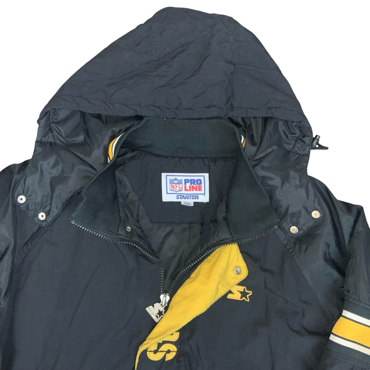 VTG 'NFL PRO-LINE STARTER' STEELERS FOOTBALL BLACK PULLOVER OUTDOOR COAT 4XL