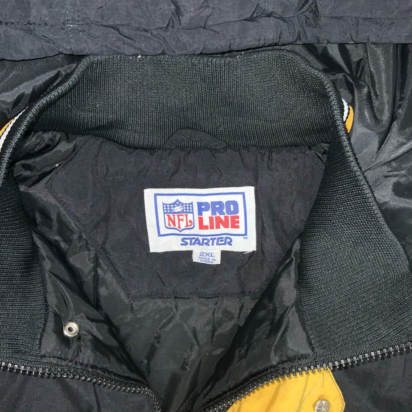 VTG 'NFL PRO-LINE STARTER' STEELERS FOOTBALL BLACK PULLOVER OUTDOOR COAT 4XL