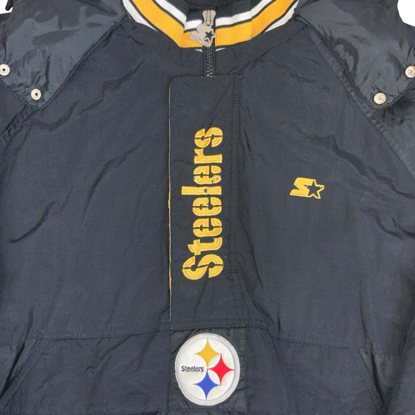 VTG 'NFL PRO-LINE STARTER' STEELERS FOOTBALL BLACK PULLOVER OUTDOOR COAT 4XL