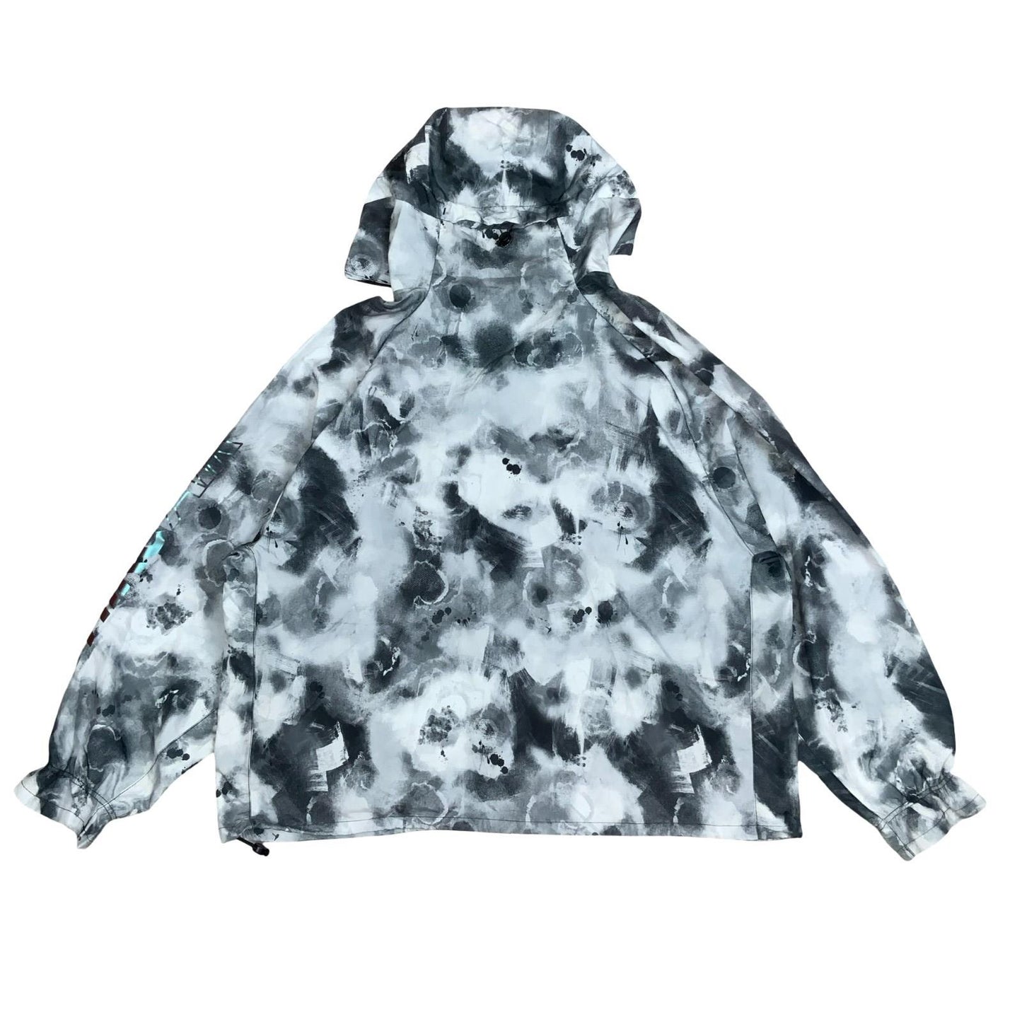 90s 'NIKE' DRI-FIT GREY WHITE TIE-DYE PULL-OVER WINDBREAKER RAINCOAT JACKET XL