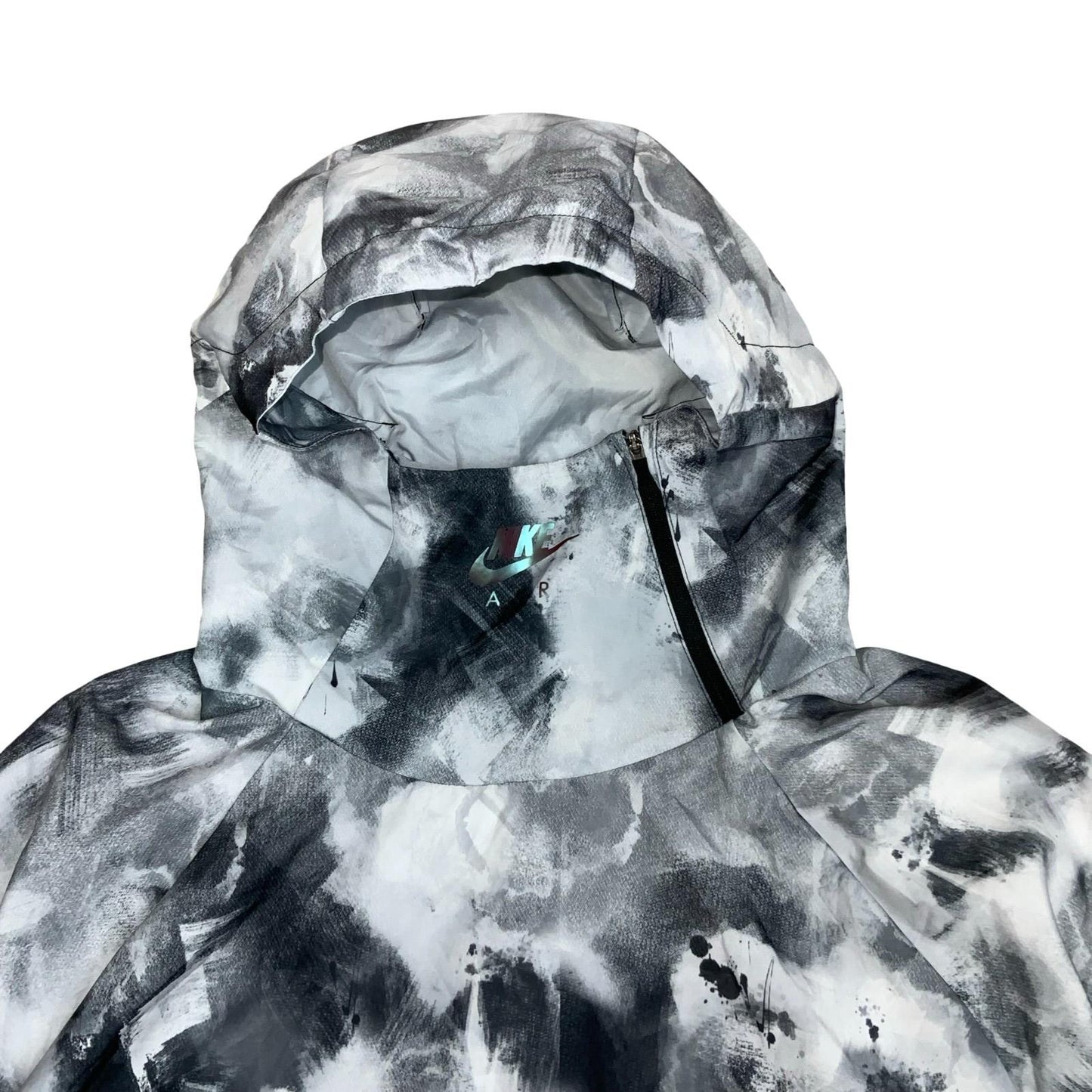 90s 'NIKE' DRI-FIT GREY WHITE TIE-DYE PULL-OVER WINDBREAKER RAINCOAT JACKET XL