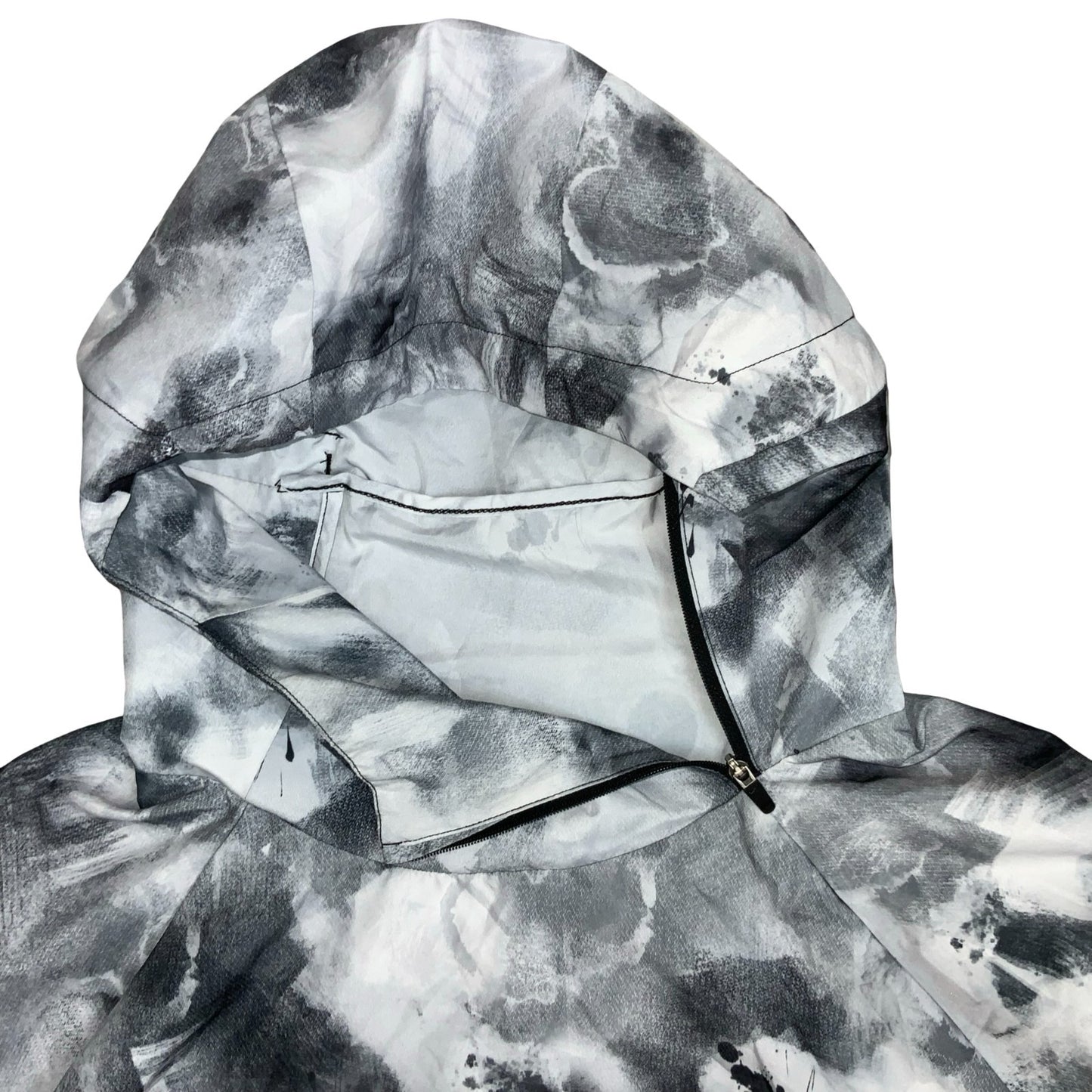 90s 'NIKE' DRI-FIT GREY WHITE TIE-DYE PULL-OVER WINDBREAKER RAINCOAT JACKET XL