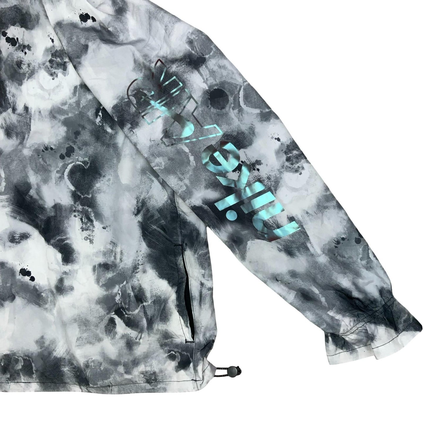 90s 'NIKE' DRI-FIT GREY WHITE TIE-DYE PULL-OVER WINDBREAKER RAINCOAT JACKET XL