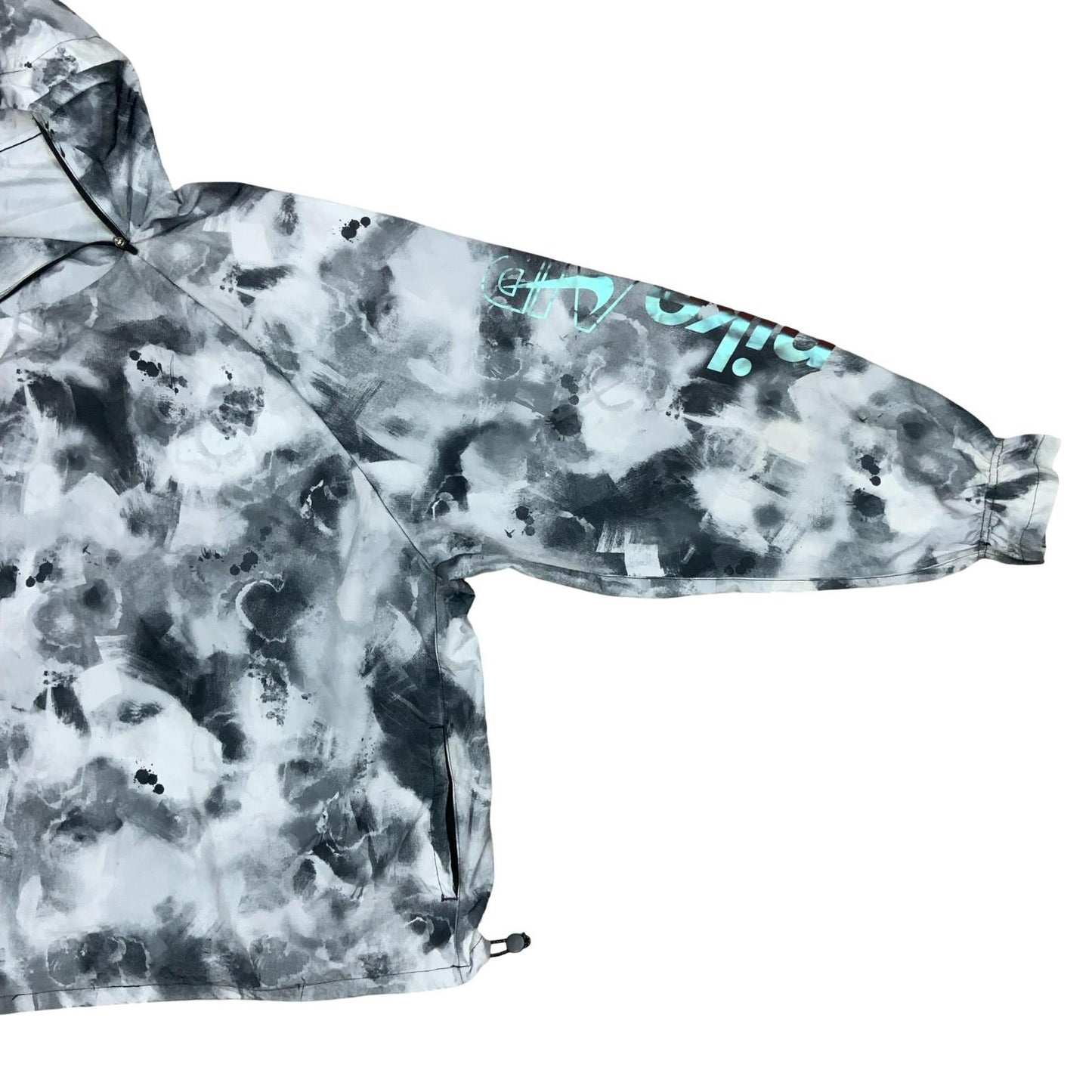 90s 'NIKE' DRI-FIT GREY WHITE TIE-DYE PULL-OVER WINDBREAKER RAINCOAT JACKET XL
