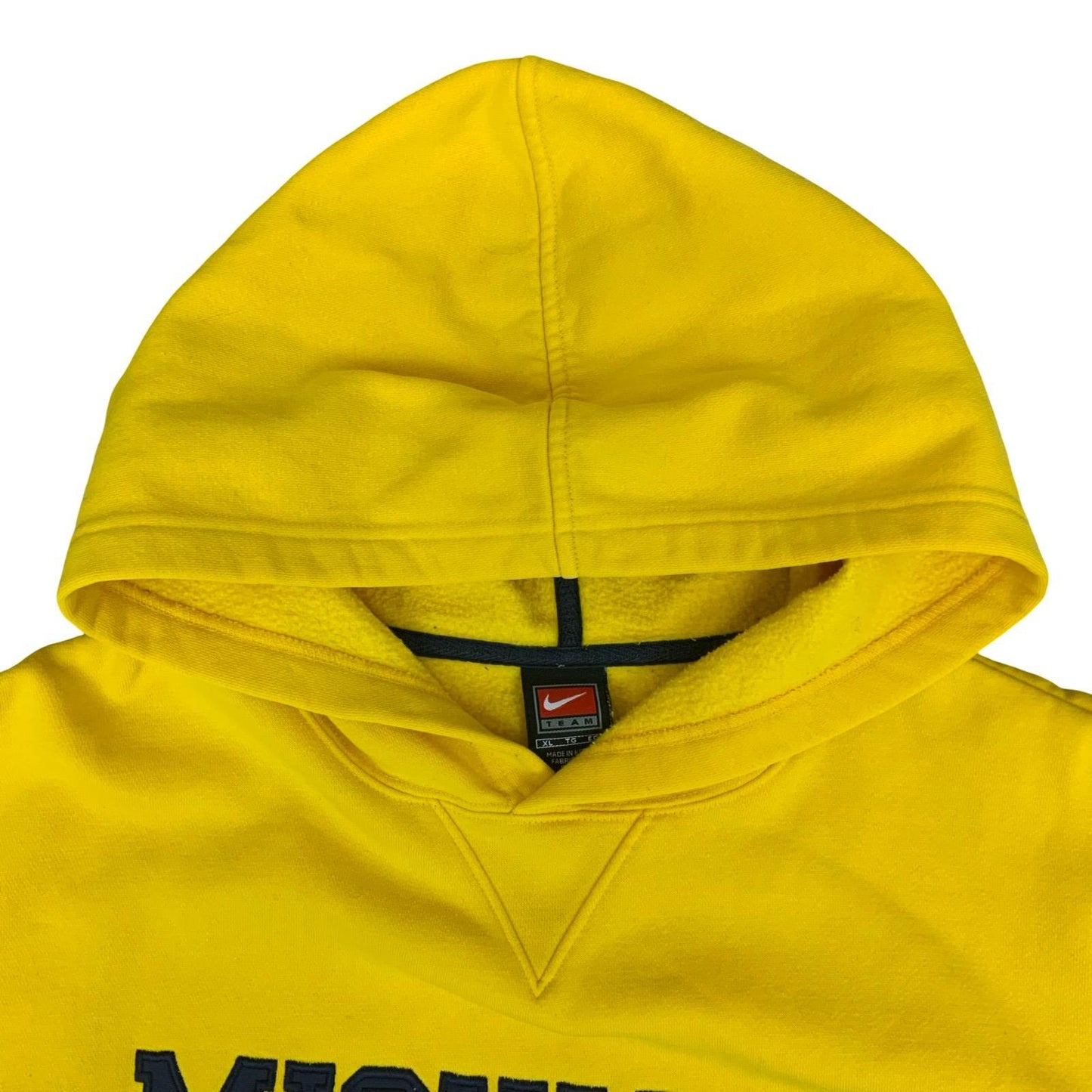 VTG 90s 'NIKE' SWOOSH YELLOW PULL-OVER MICHIGAN WOLVERINES TEAM TAG HOODIE 3XL