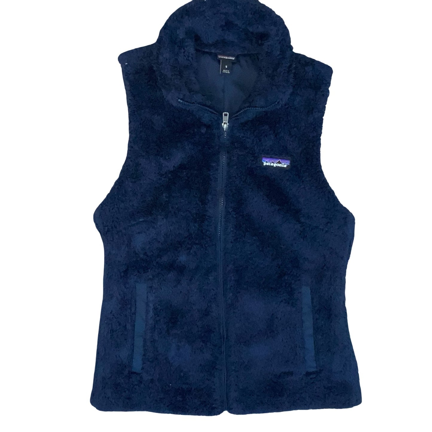 VTG 90s 'PATAGONIA' BLUE ZIP-UP LINED TEDDY FLEECE GILET BODY WARMER S 8