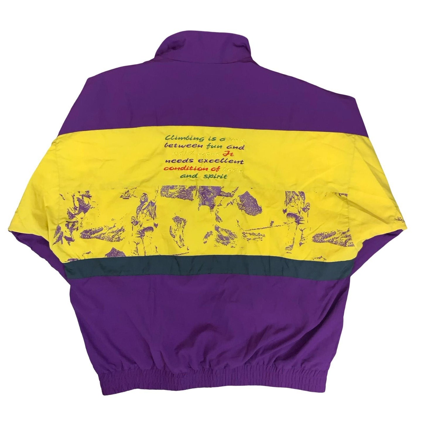 VTG 90s 'PUMA' PURPLE YELLOW FULL ZIP ABSTRACT PADDED SPORTSWEAR WINDBREAKER 2XL